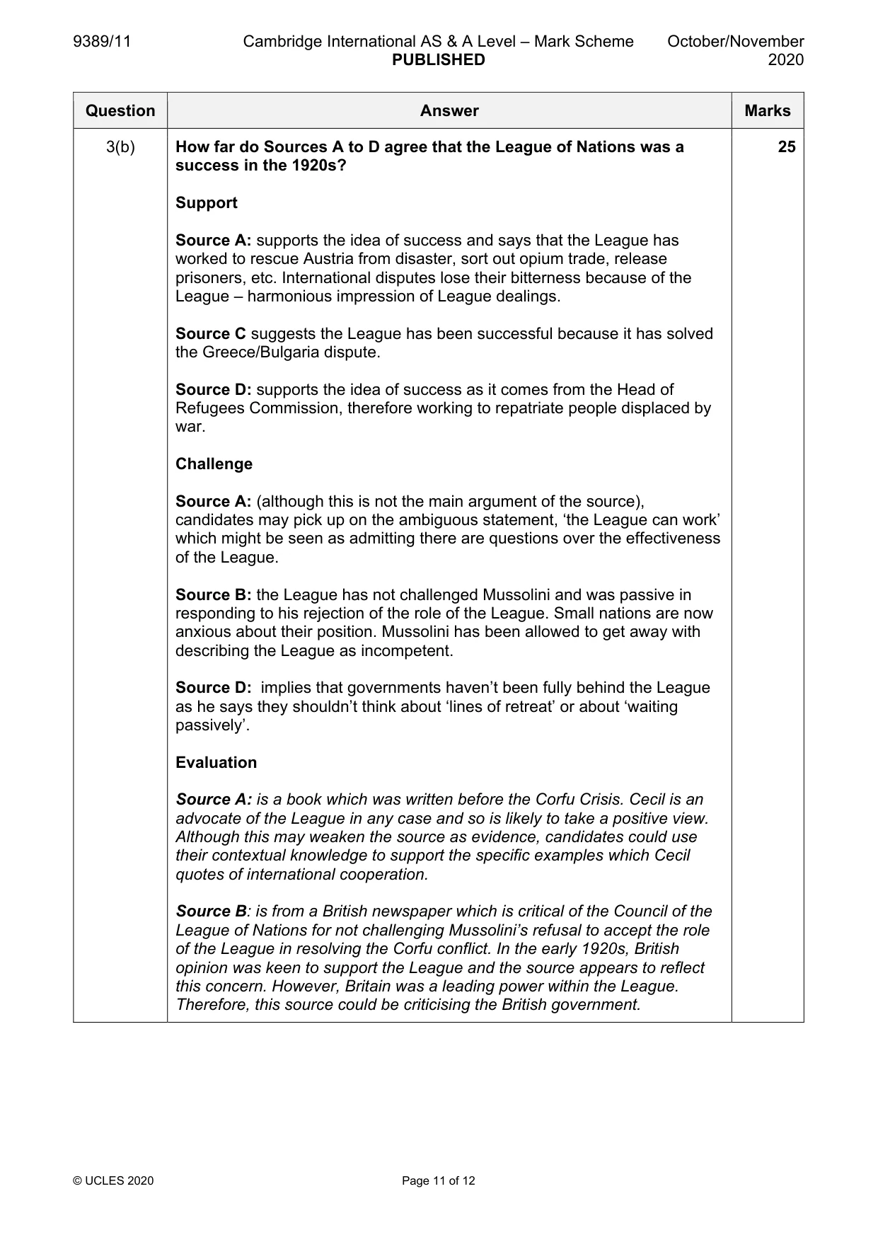 Mark scheme, page 11 of 12