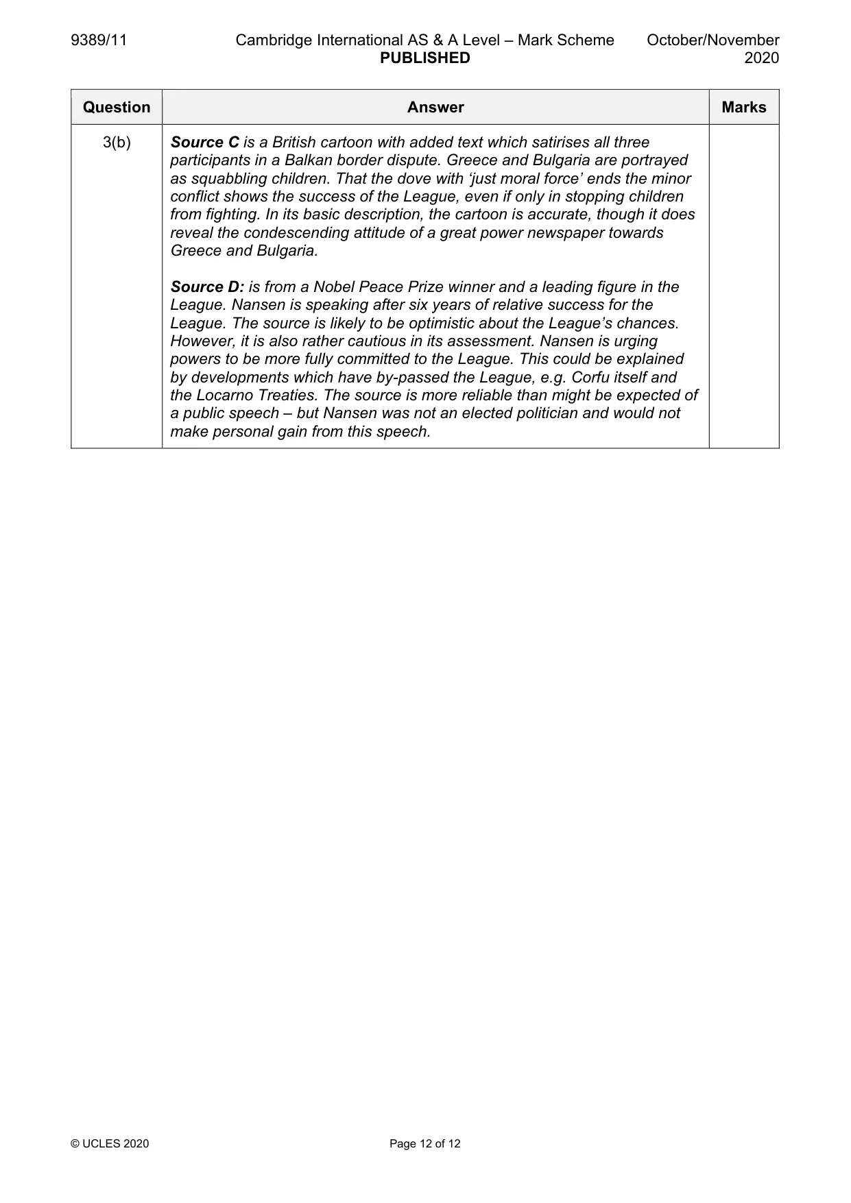 Mark scheme, page 12 of 12