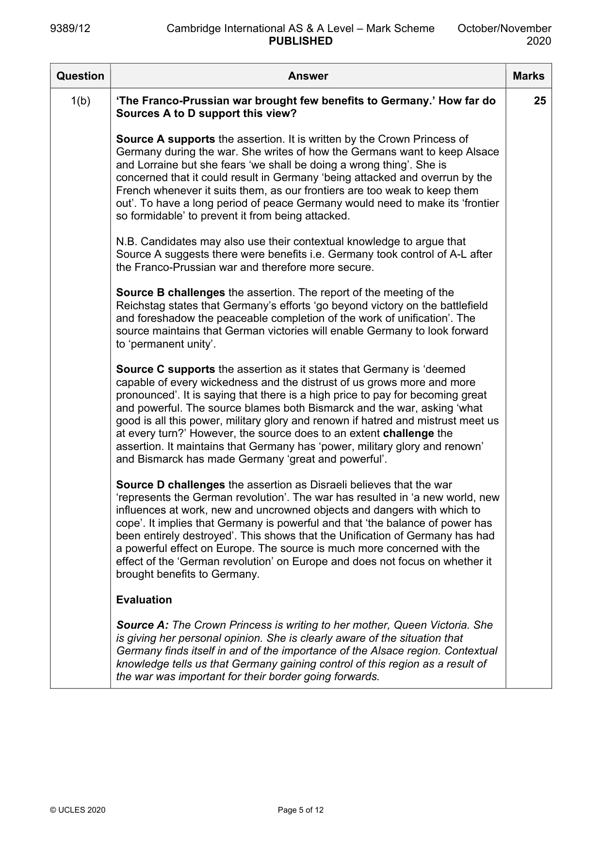 Mark scheme, page 5 of 12