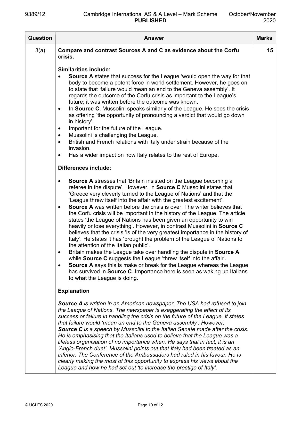 Mark scheme, page 10 of 12