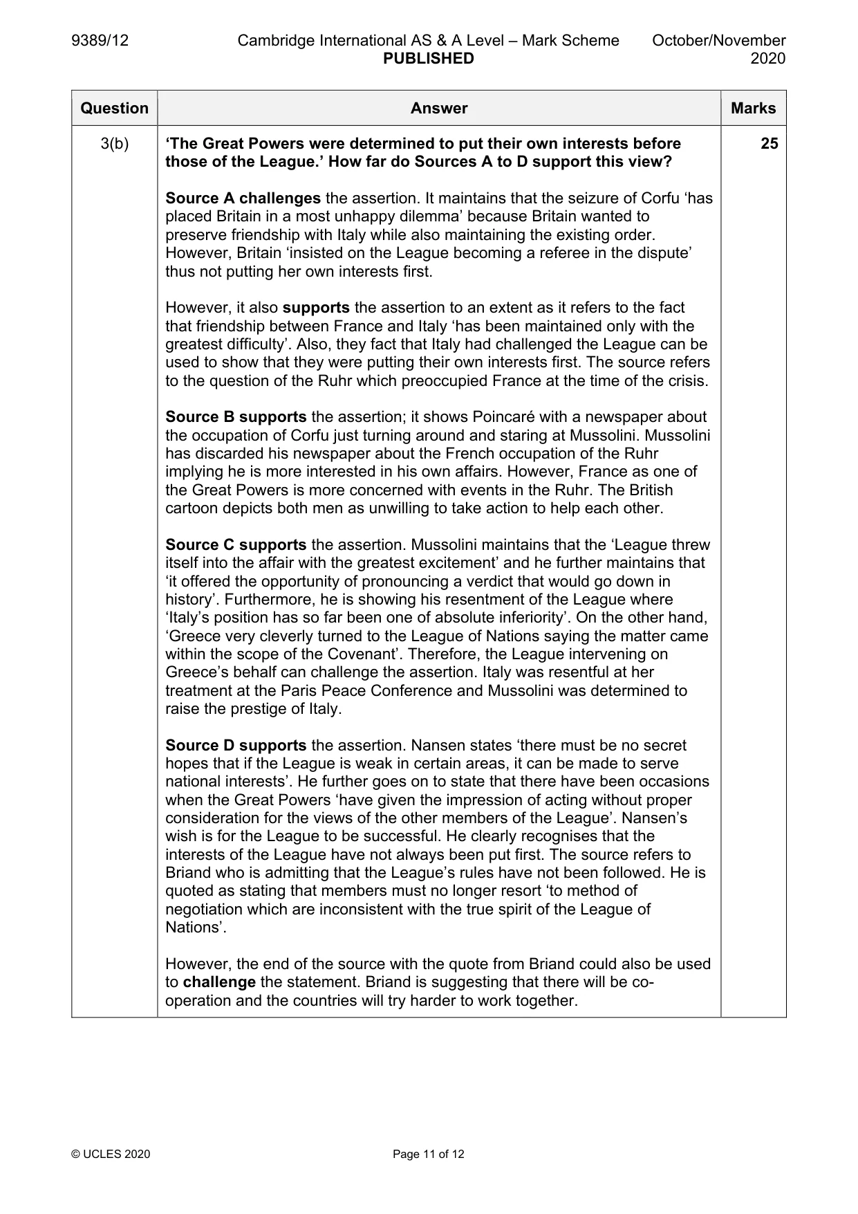 Mark scheme, page 11 of 12