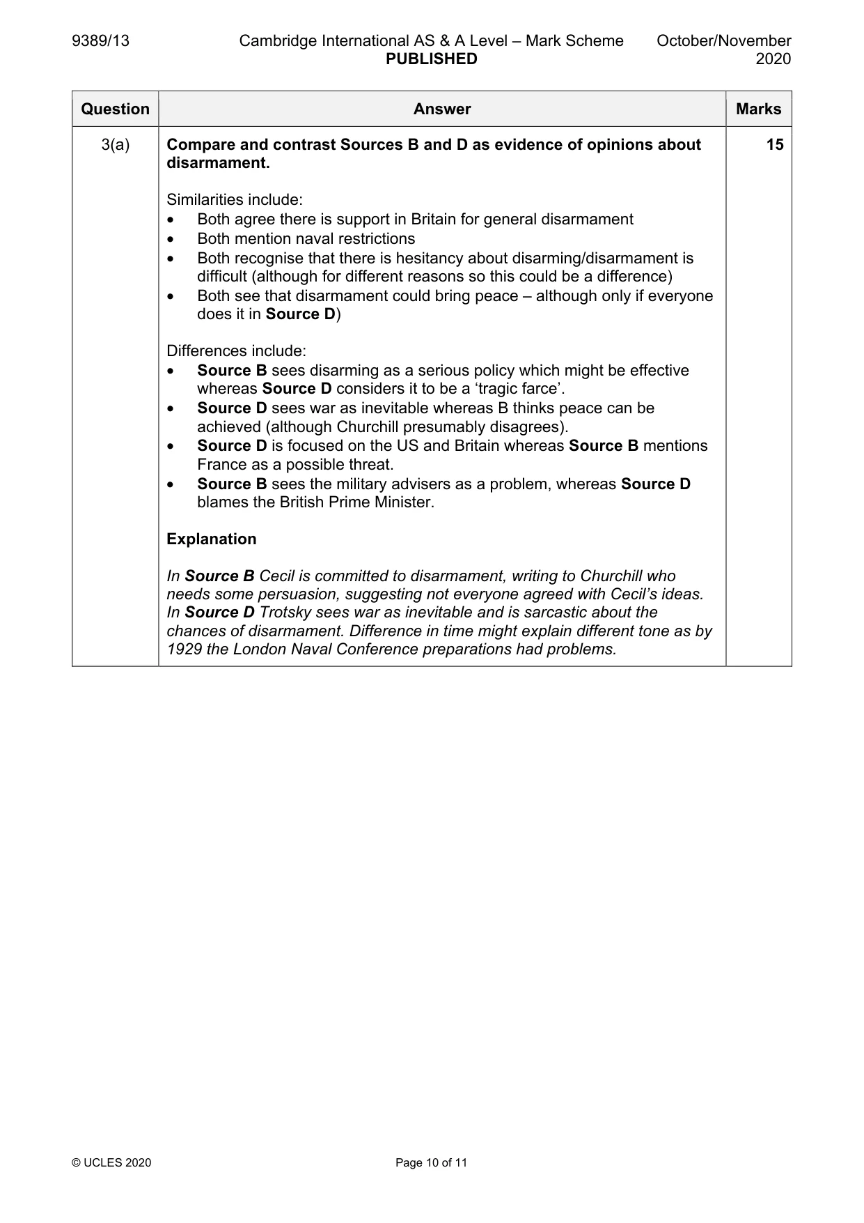 Mark scheme, page 10 of 11