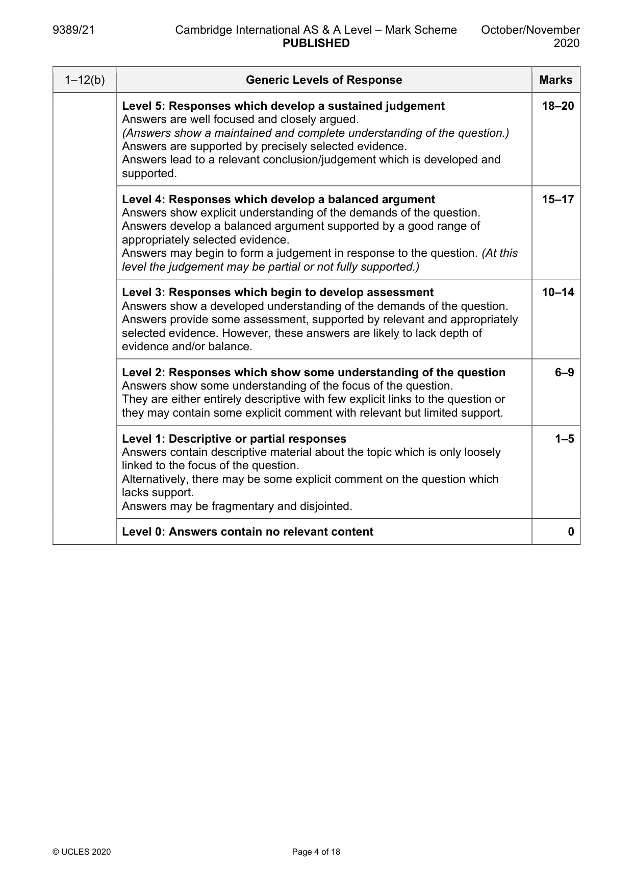 Mark scheme, page 4 of 18