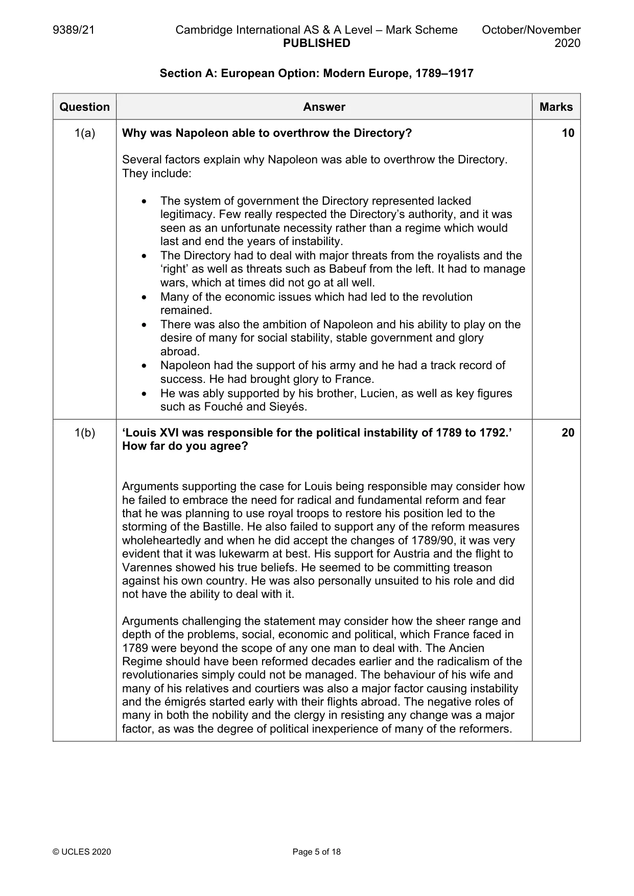 Mark scheme, page 5 of 18