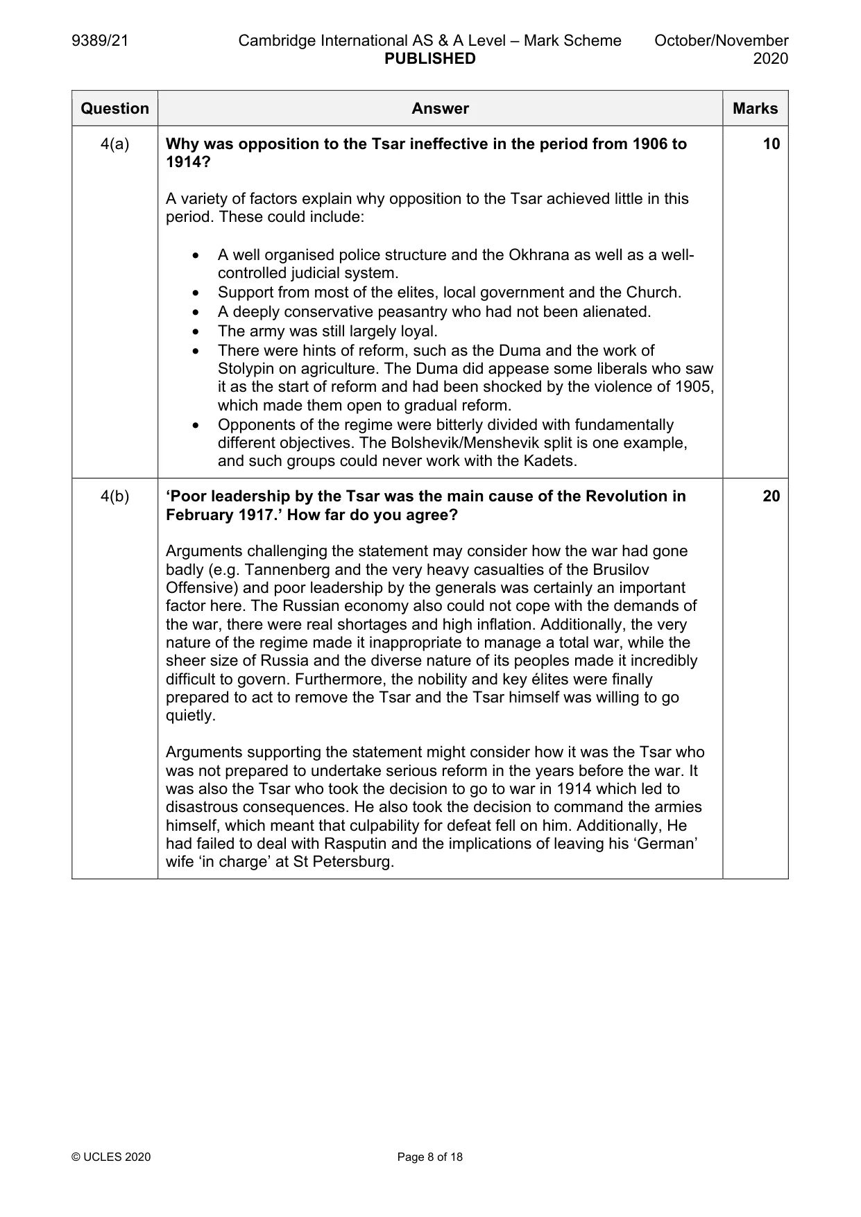 Mark scheme, page 8 of 18