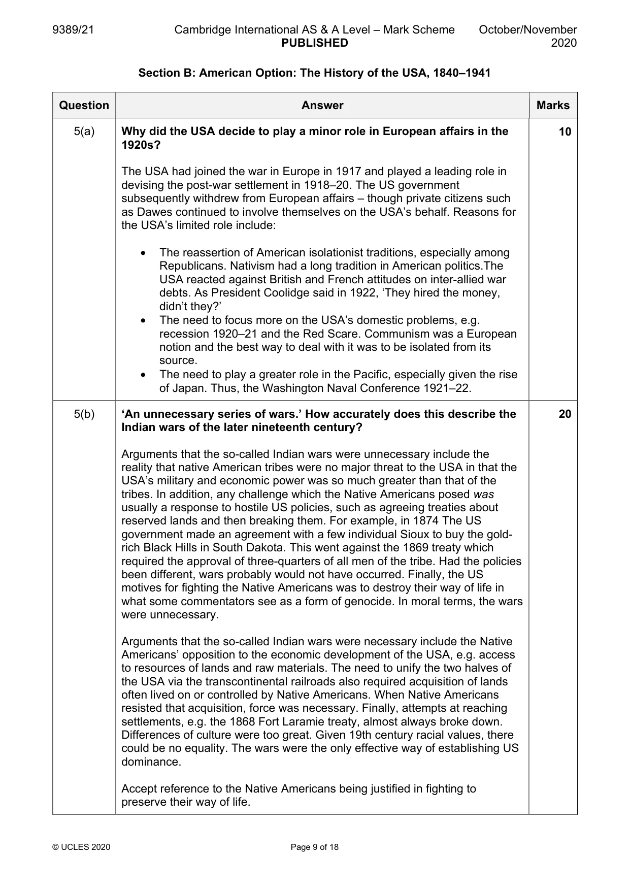 Mark scheme, page 9 of 18