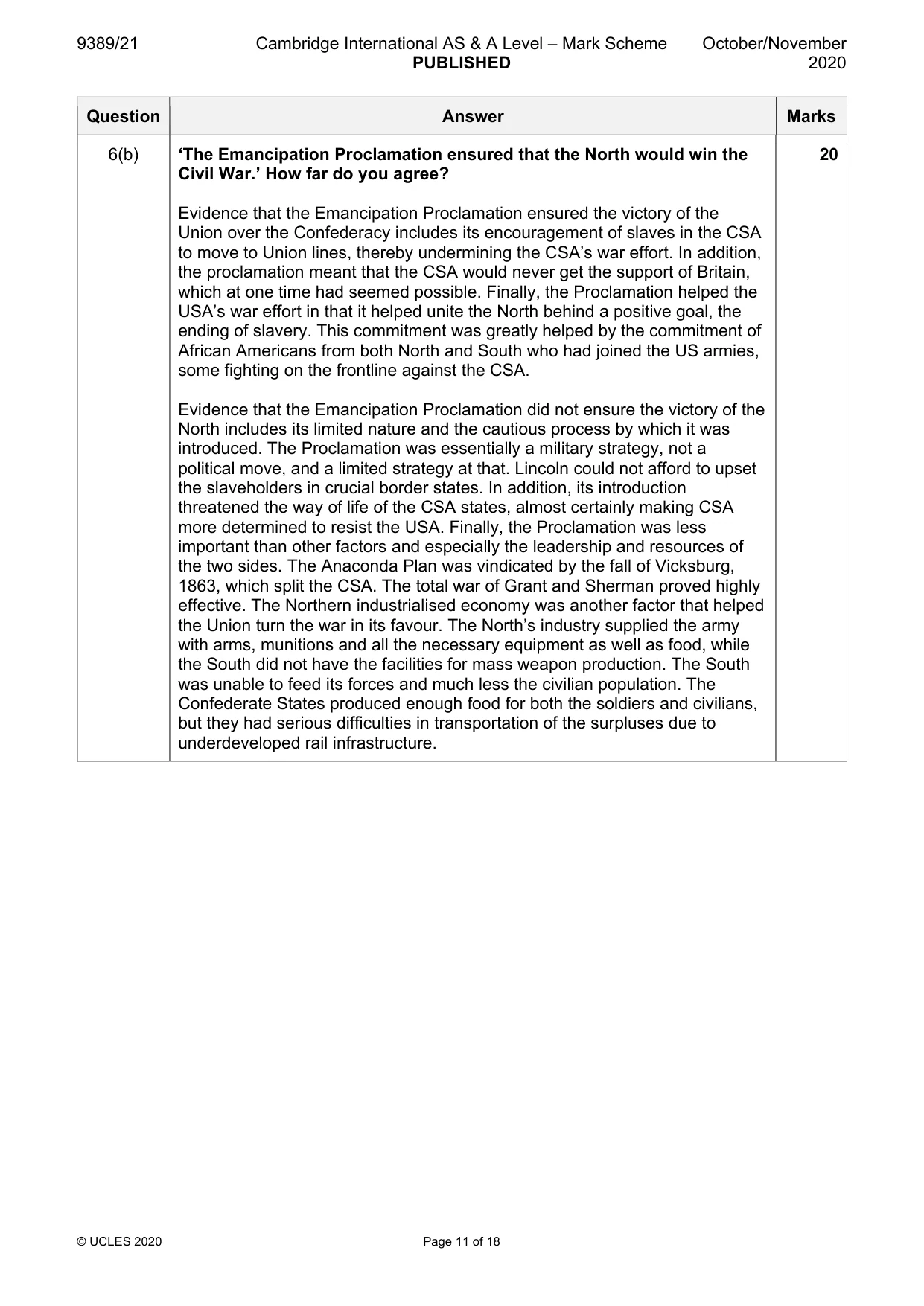 Mark scheme, page 11 of 18