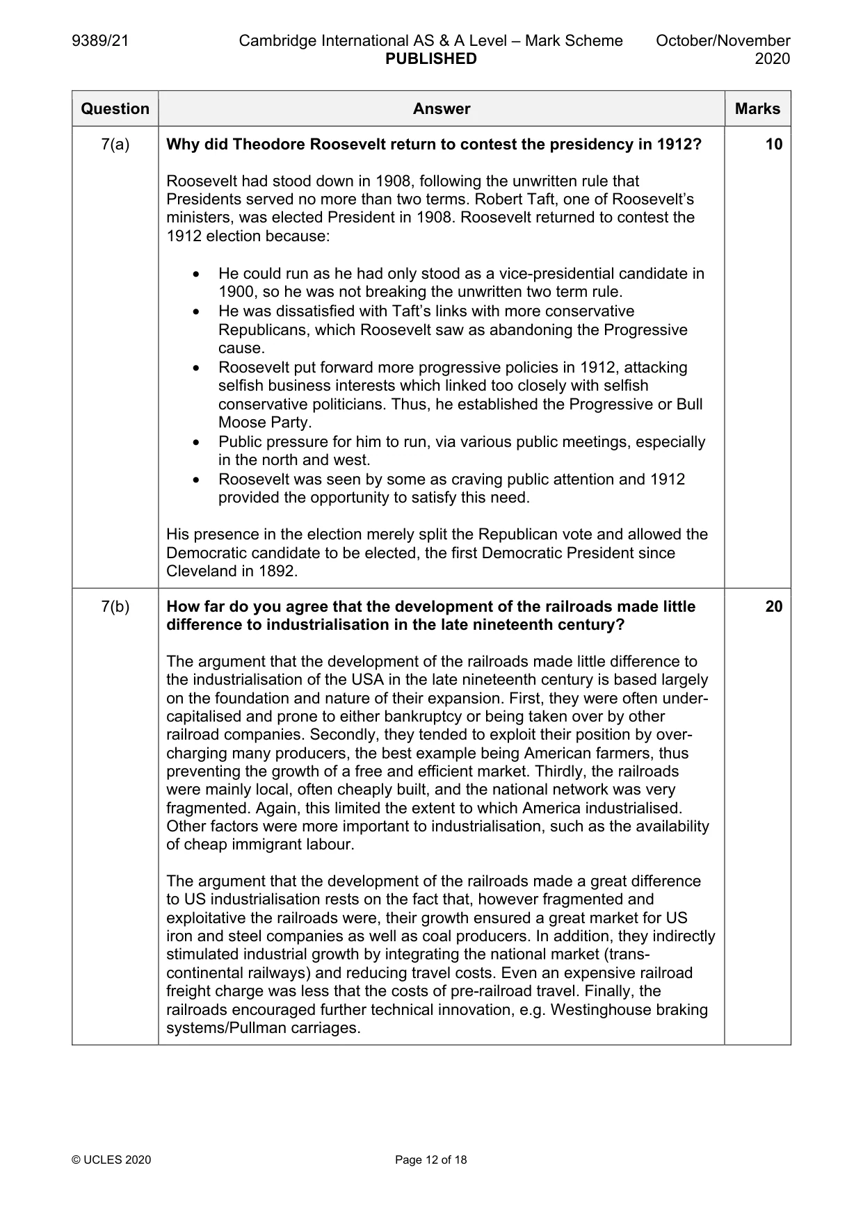 Mark scheme, page 12 of 18