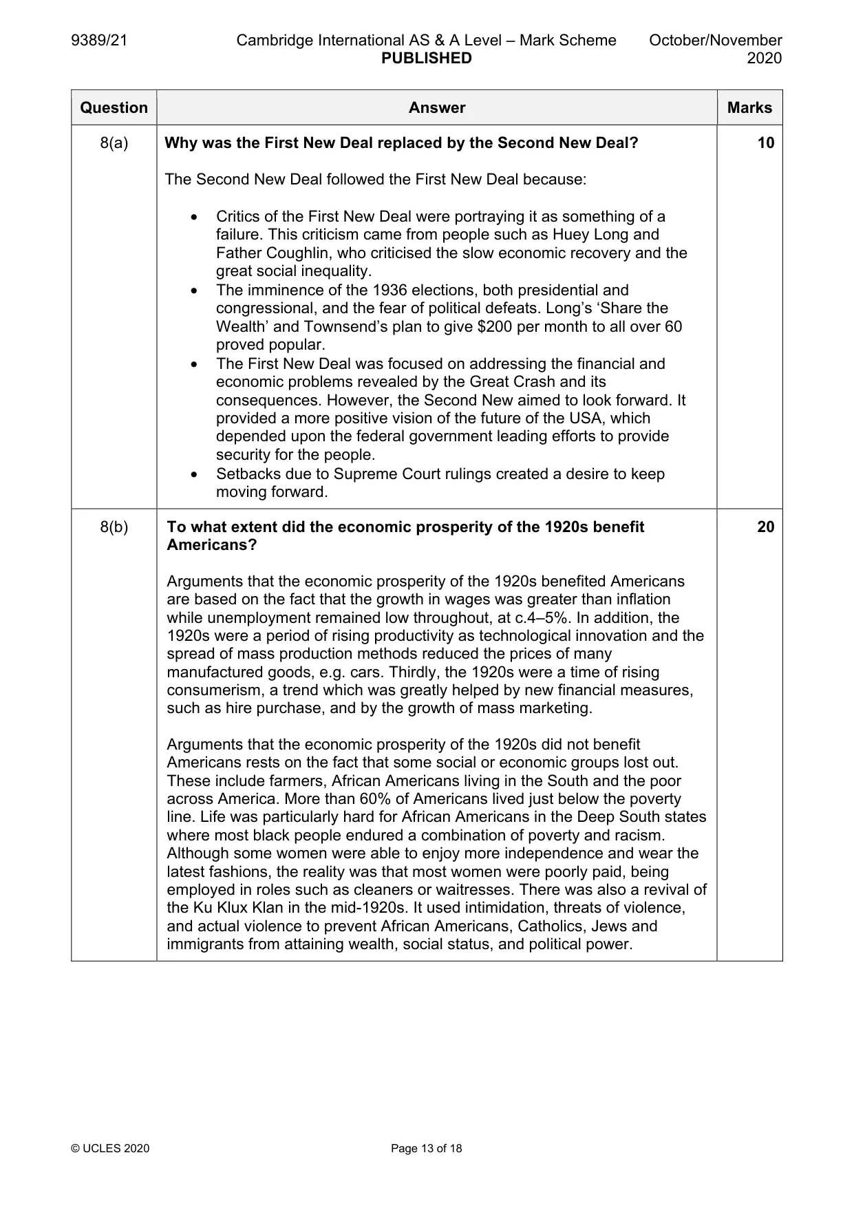 Mark scheme, page 13 of 18