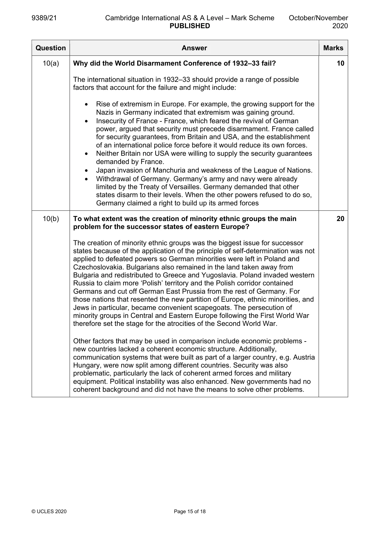 Mark scheme, page 15 of 18