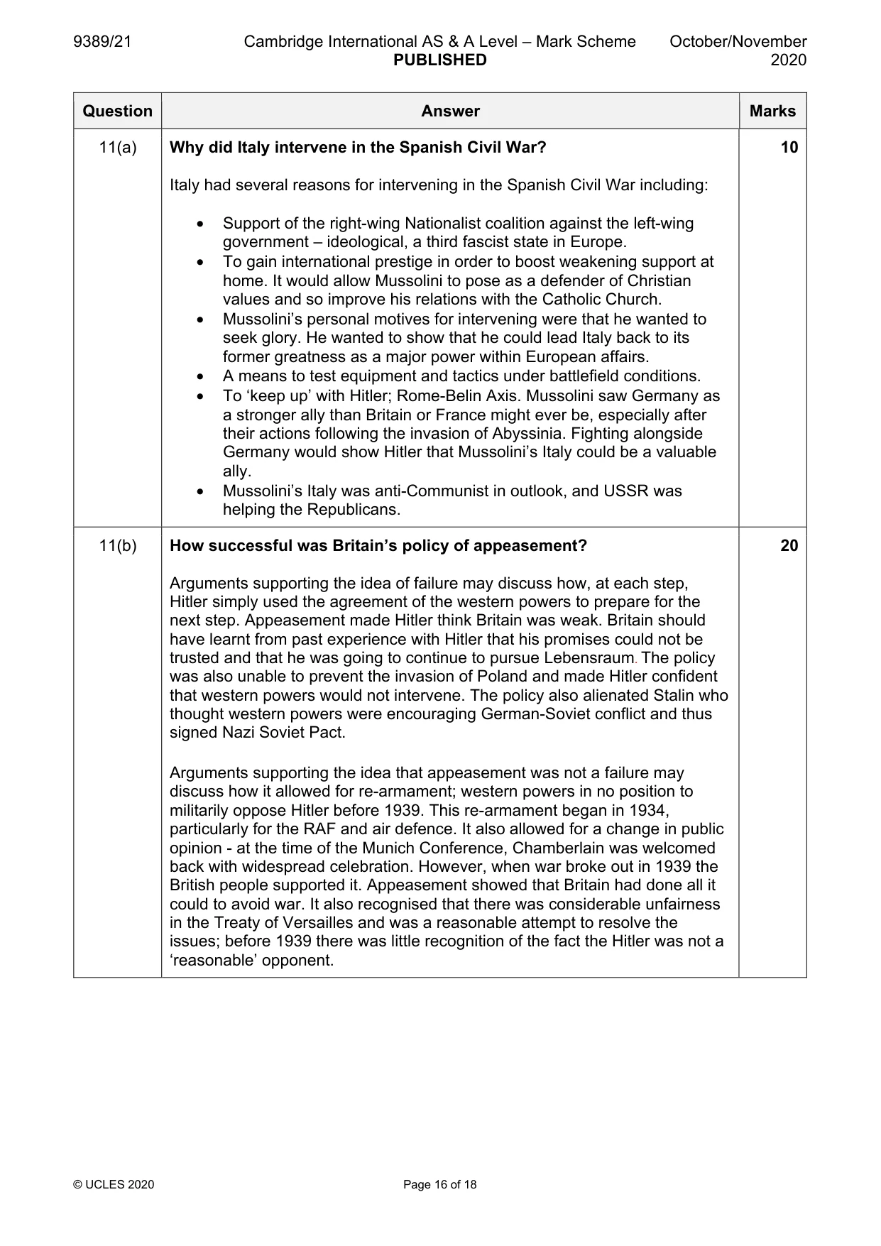 Mark scheme, page 16 of 18