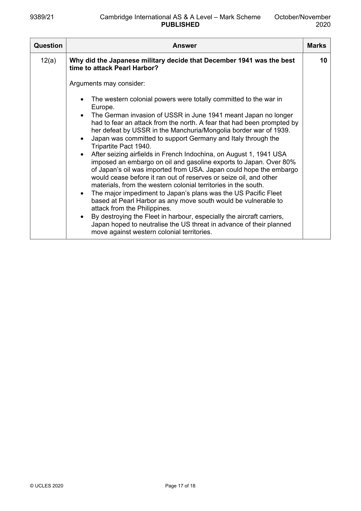 Mark scheme, page 17 of 18