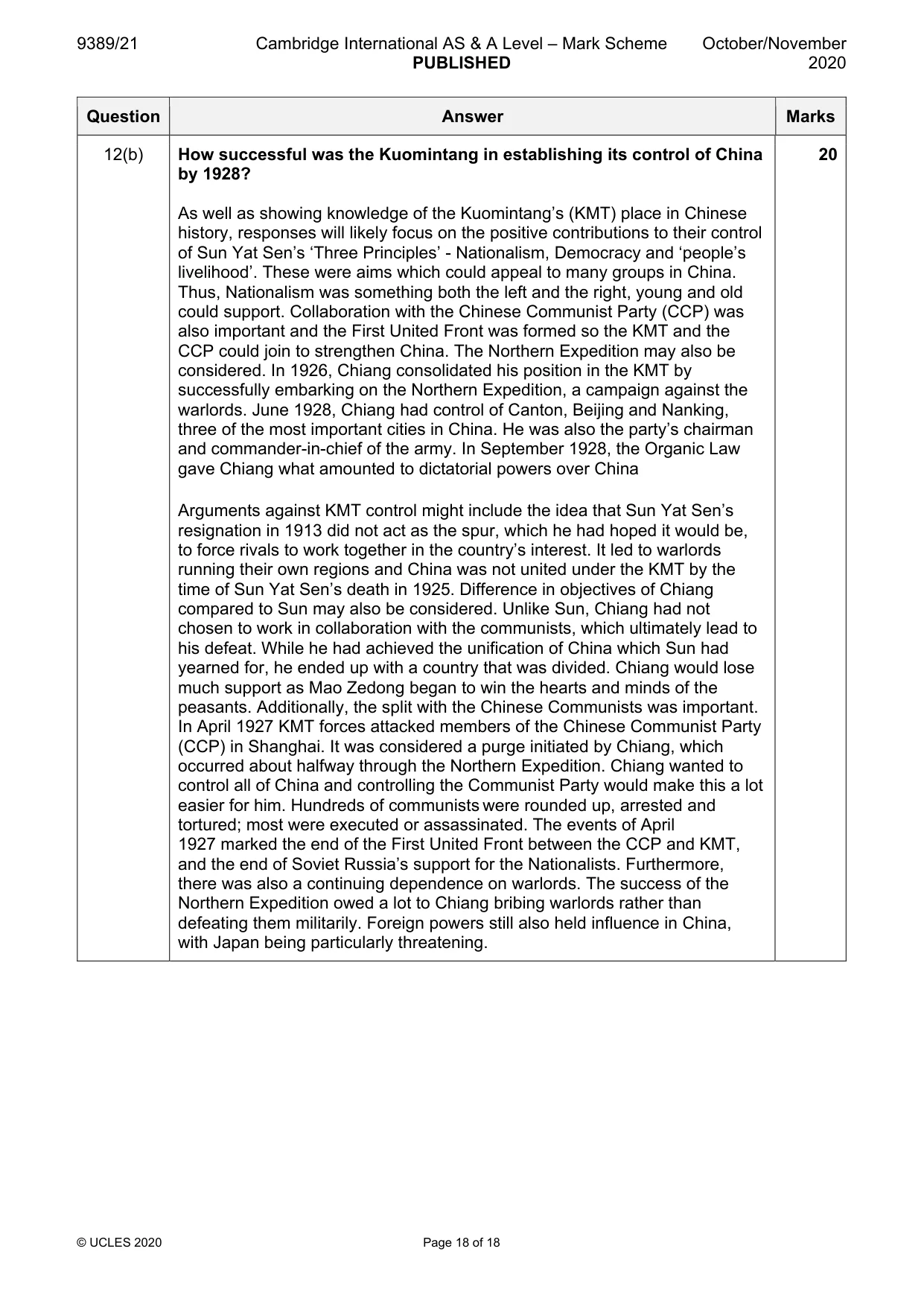 Mark scheme, page 18 of 18