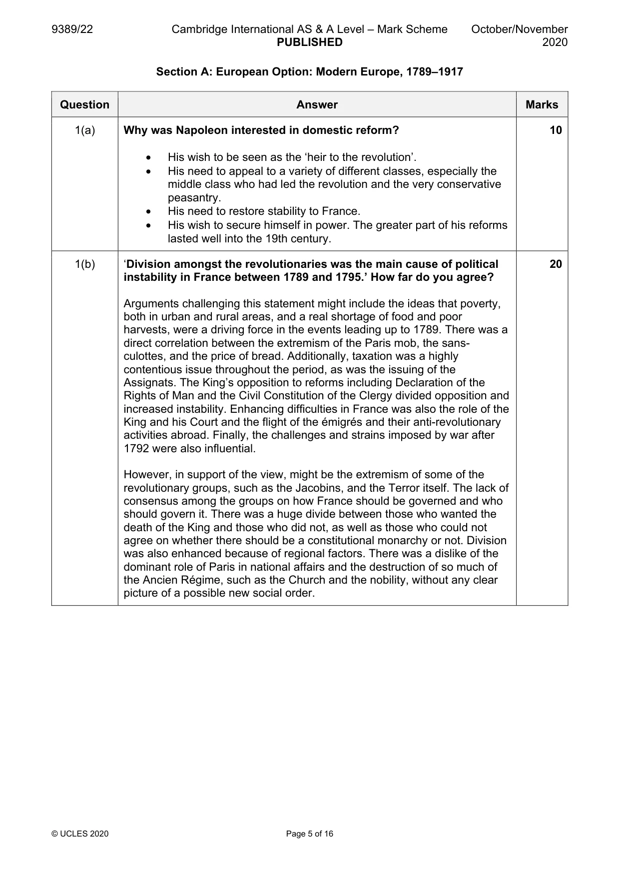 Mark scheme, page 5 of 16