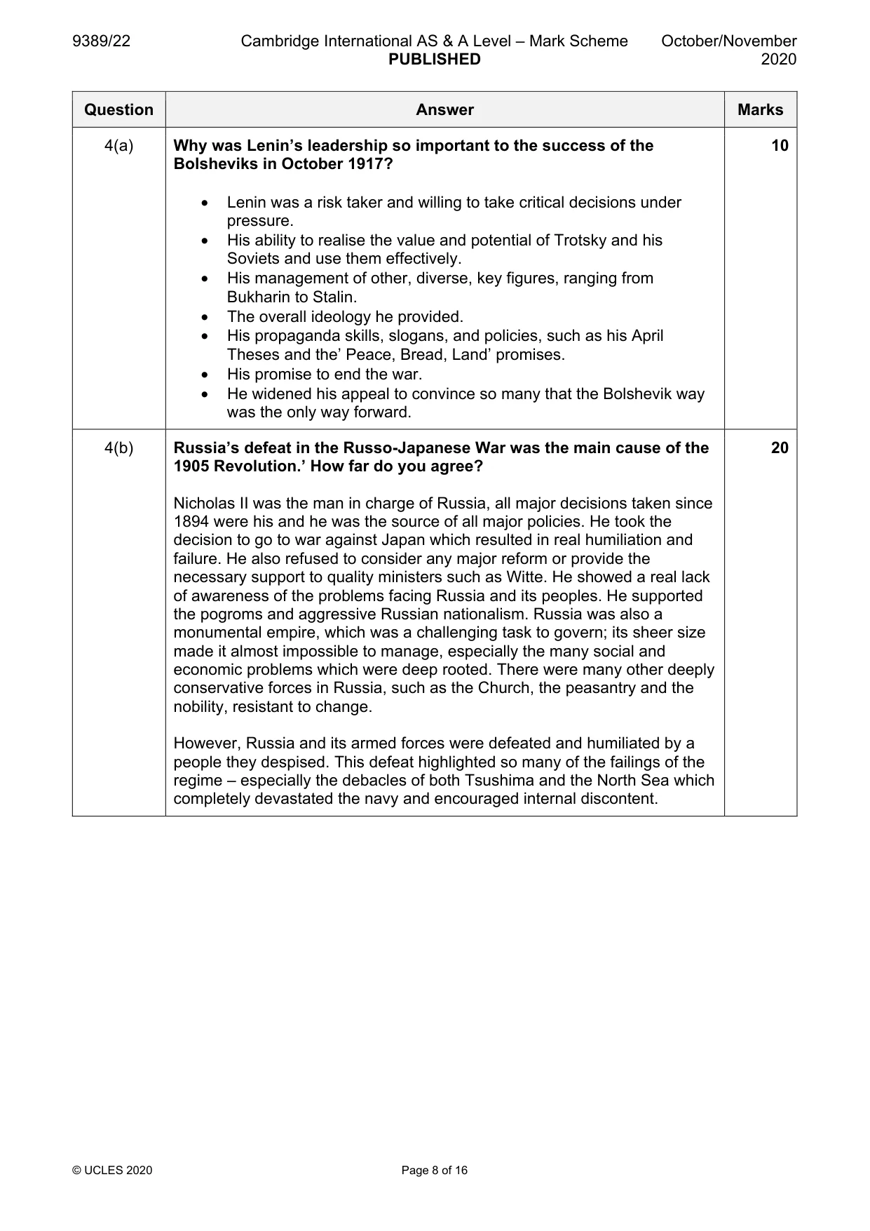 Mark scheme, page 8 of 16