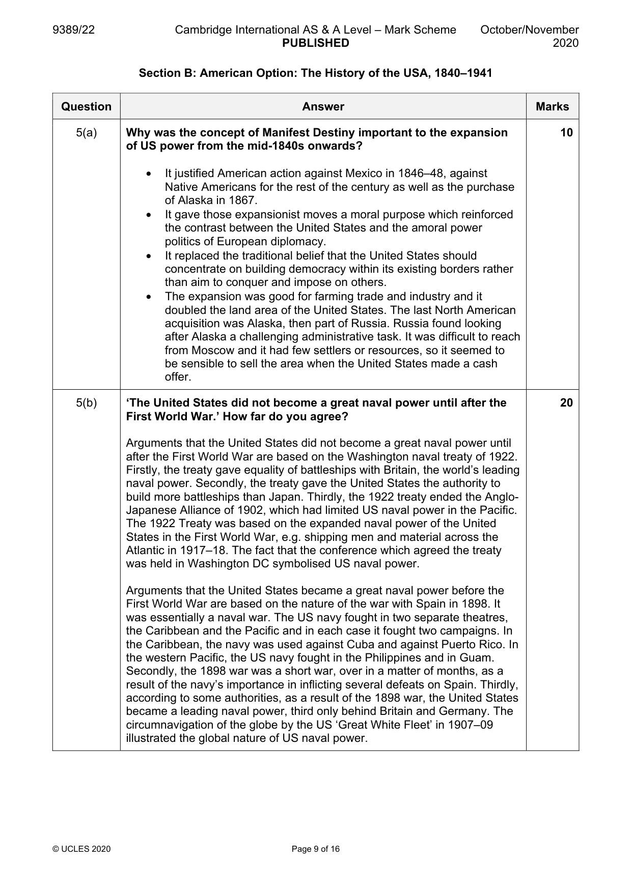 Mark scheme, page 9 of 16