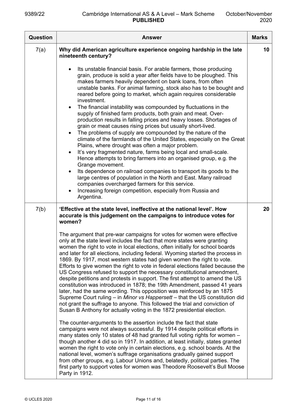 Mark scheme, page 11 of 16
