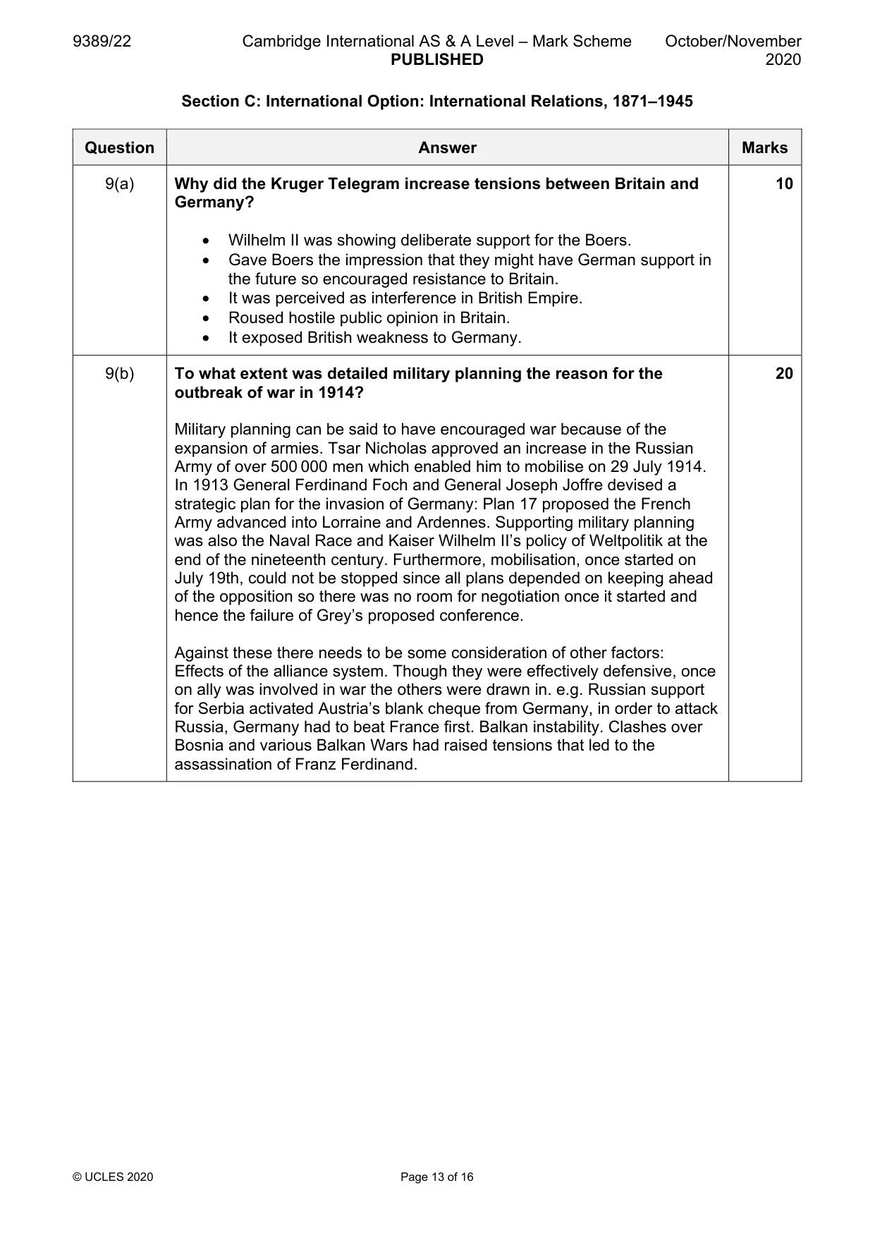 Mark scheme, page 13 of 16