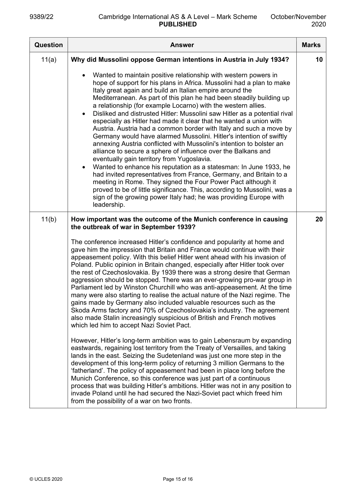 Mark scheme, page 15 of 16