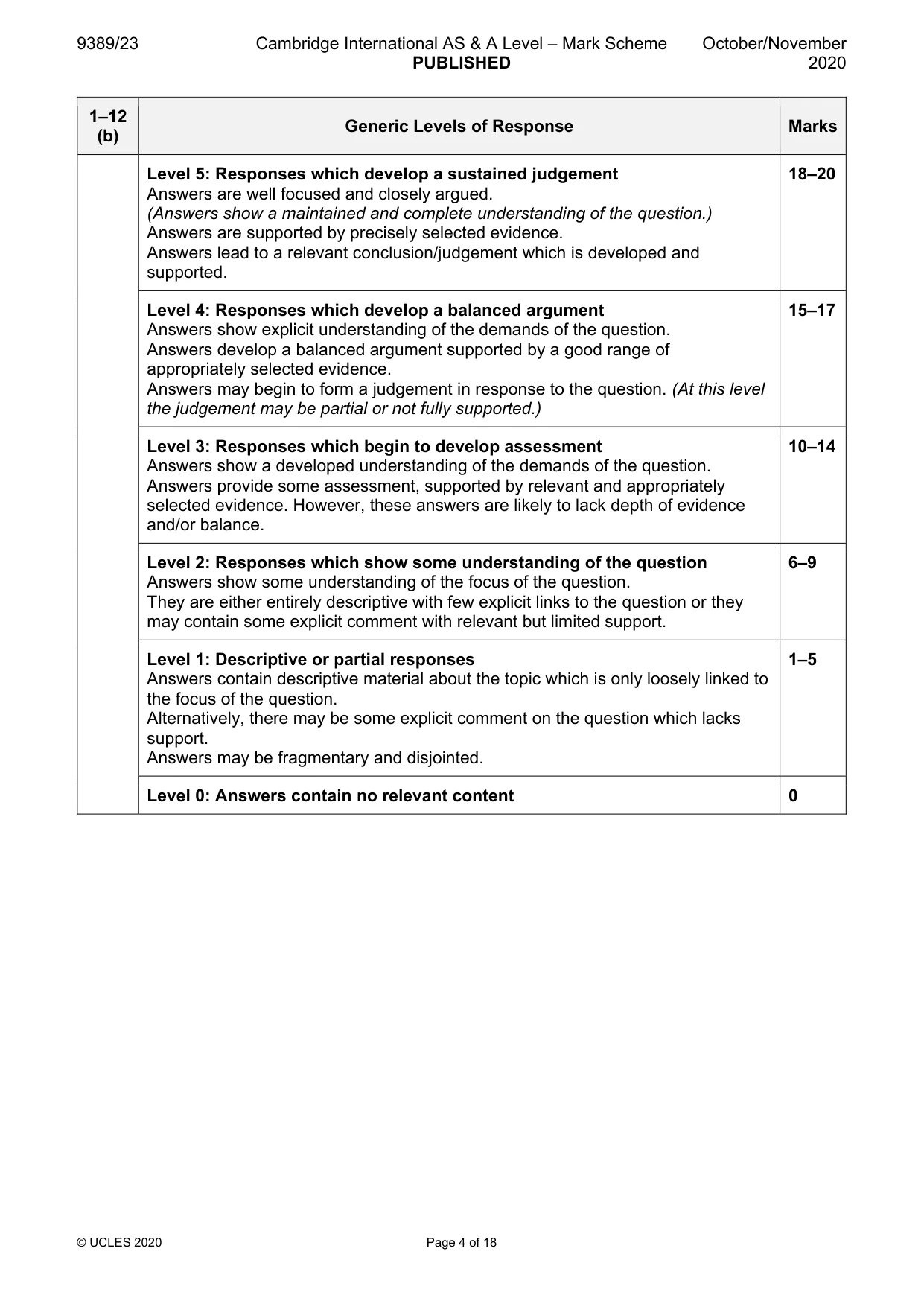 Mark scheme, page 4 of 18