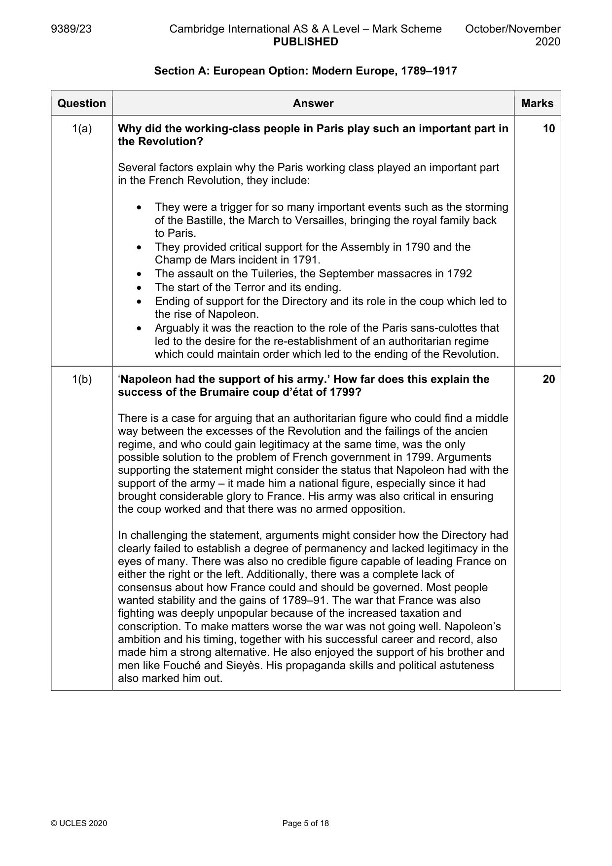 Mark scheme, page 5 of 18