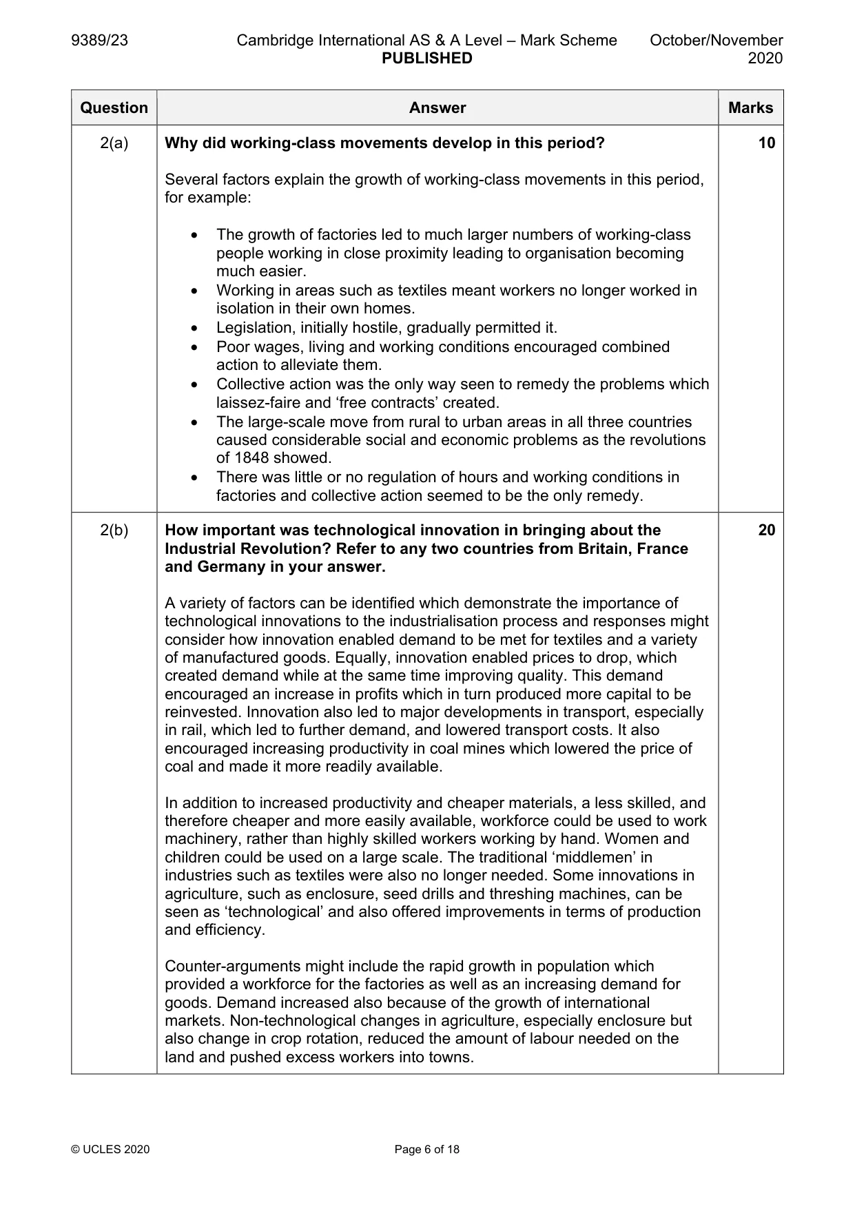 Mark scheme, page 6 of 18