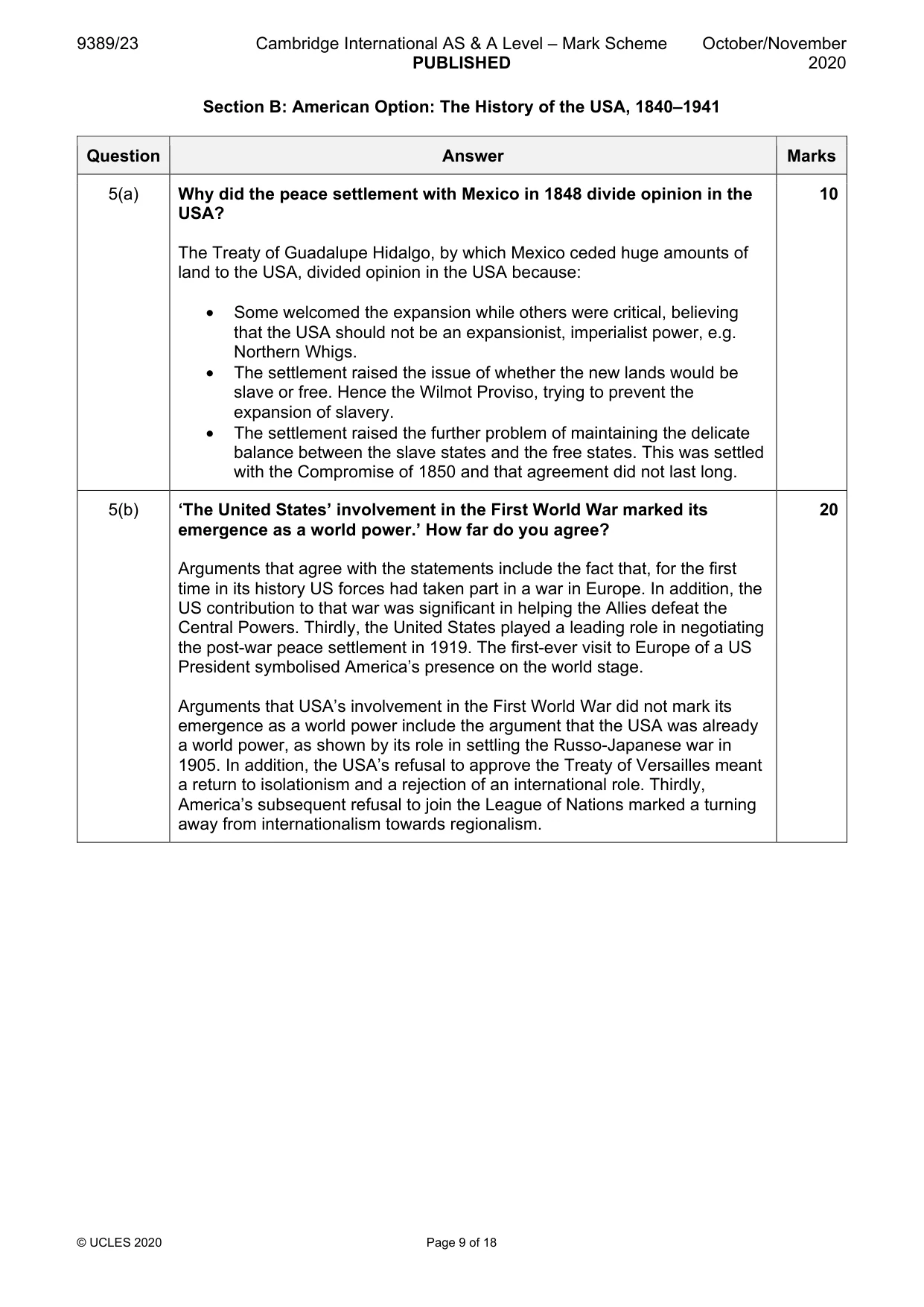 Mark scheme, page 9 of 18