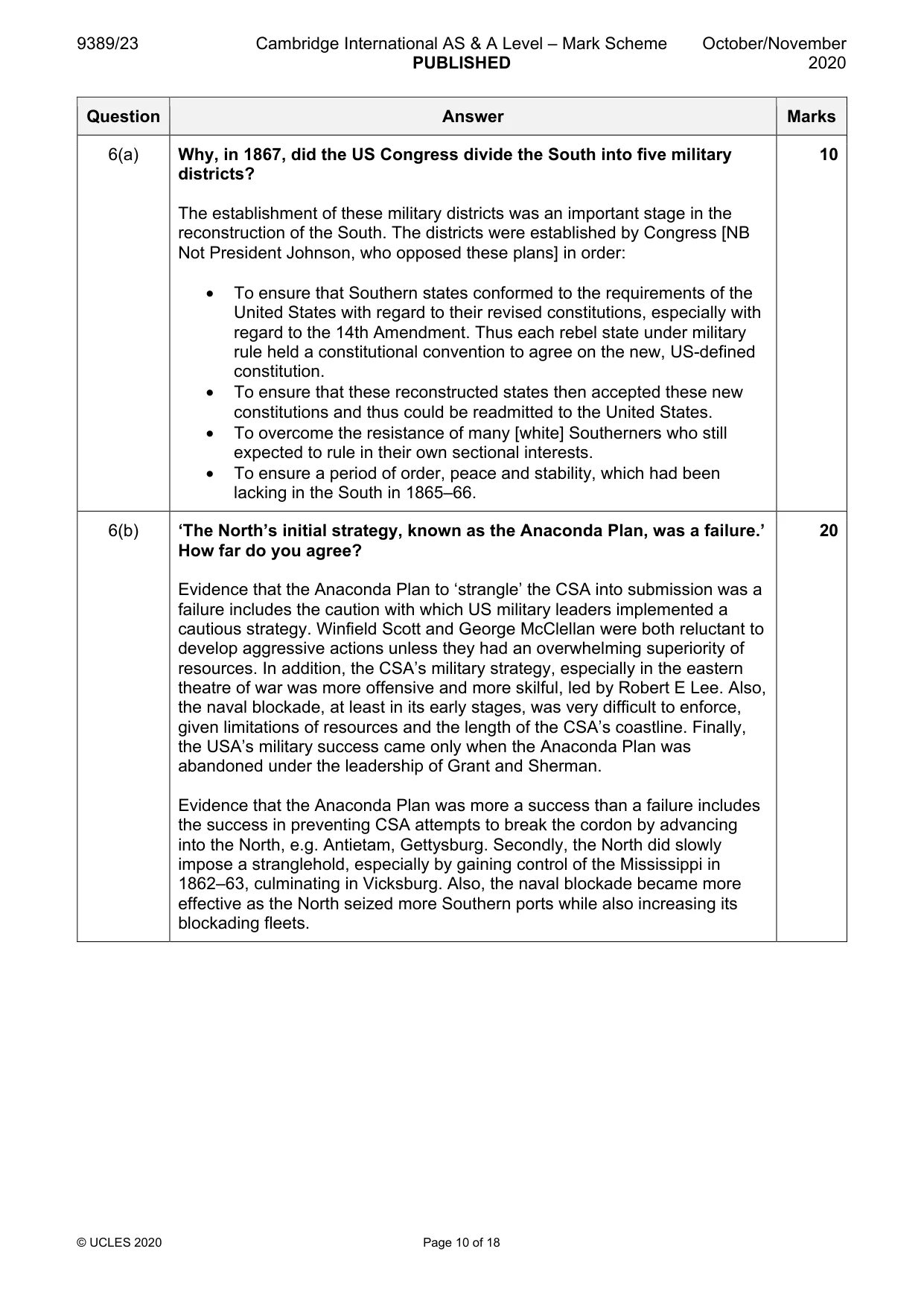 Mark scheme, page 10 of 18