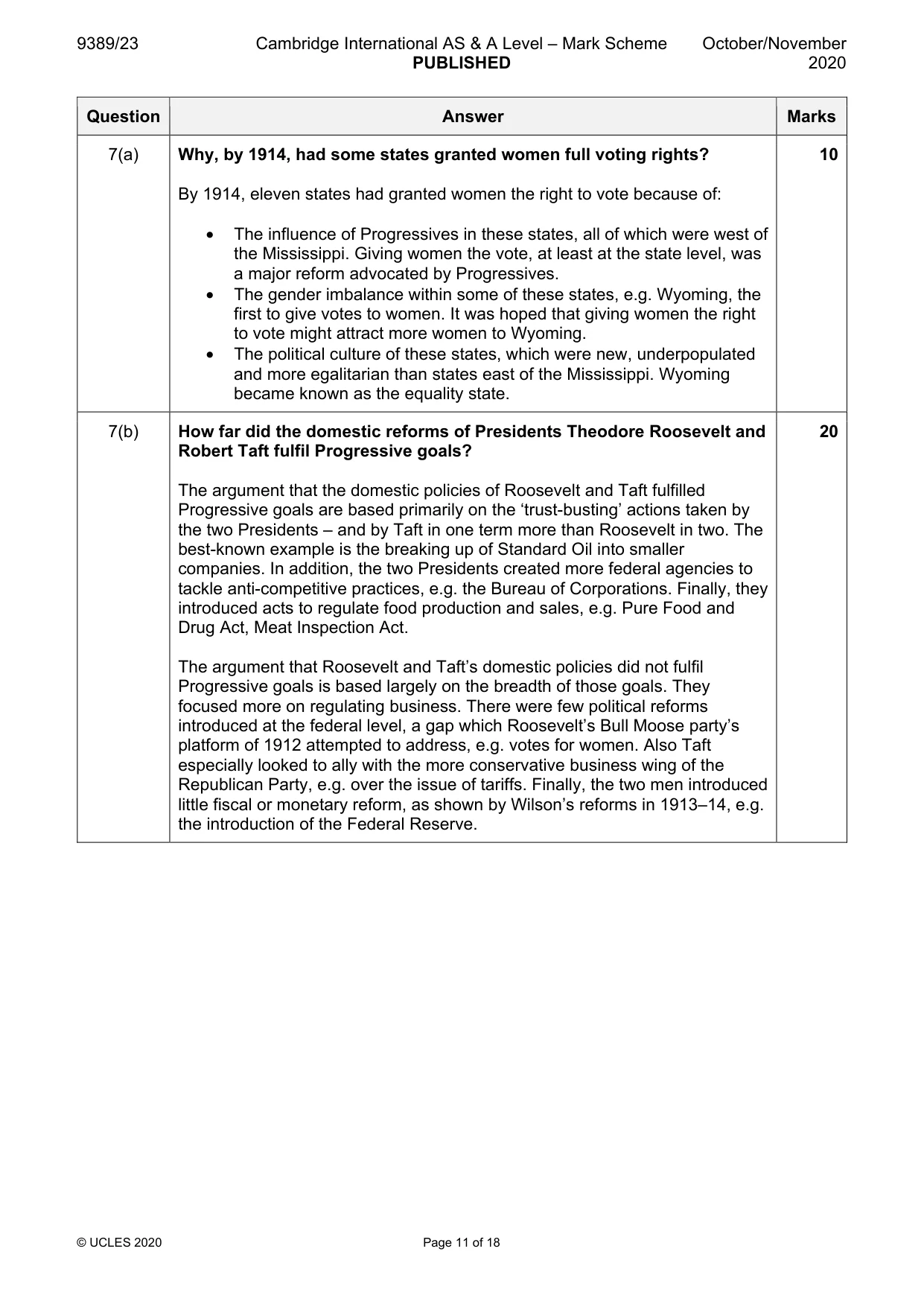 Mark scheme, page 11 of 18