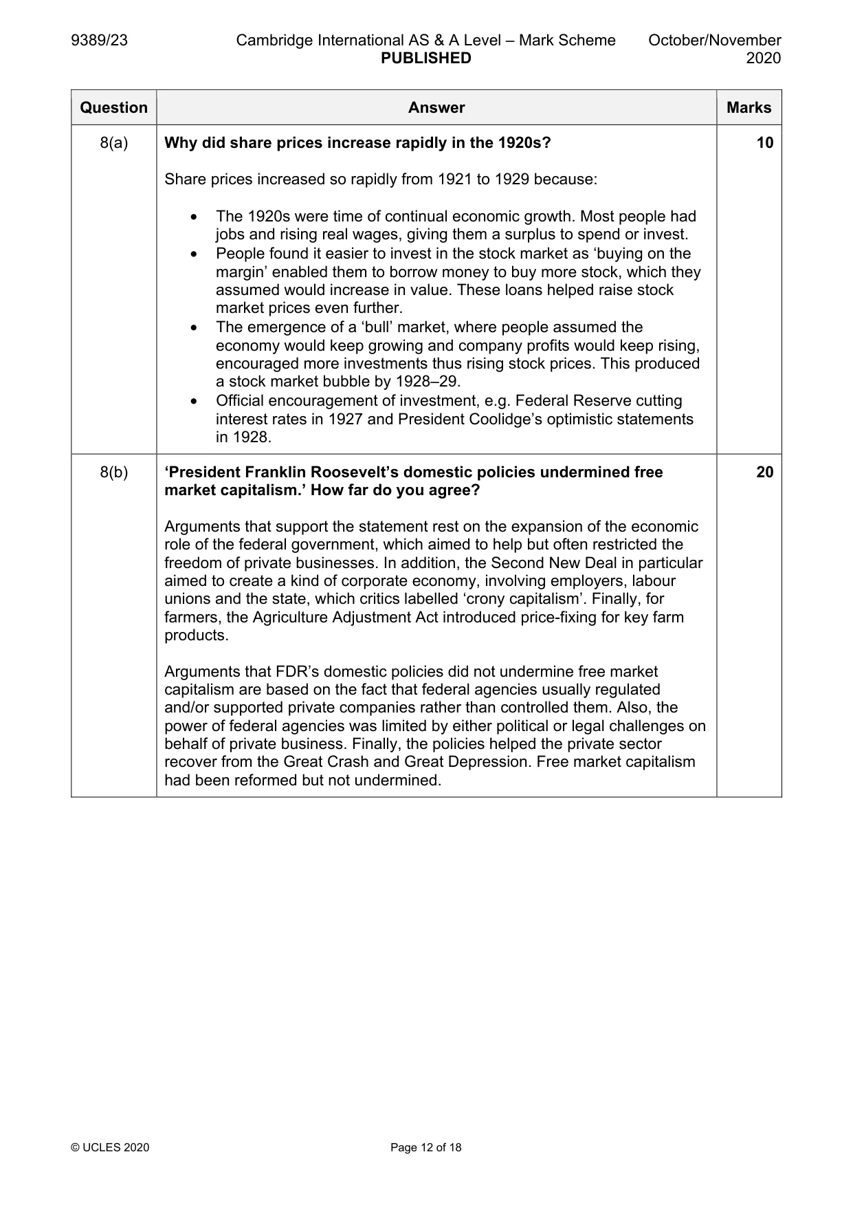 Mark scheme, page 12 of 18