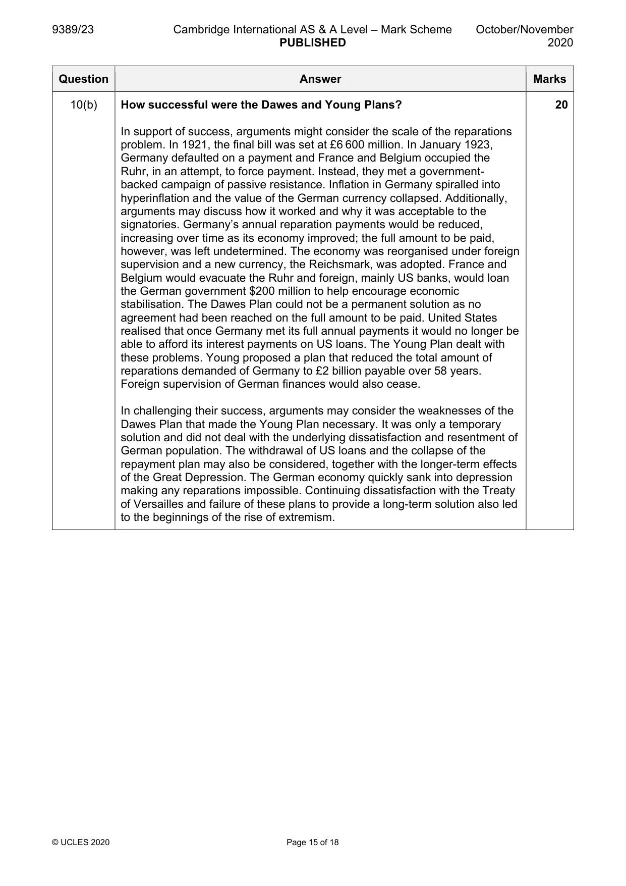 Mark scheme, page 15 of 18