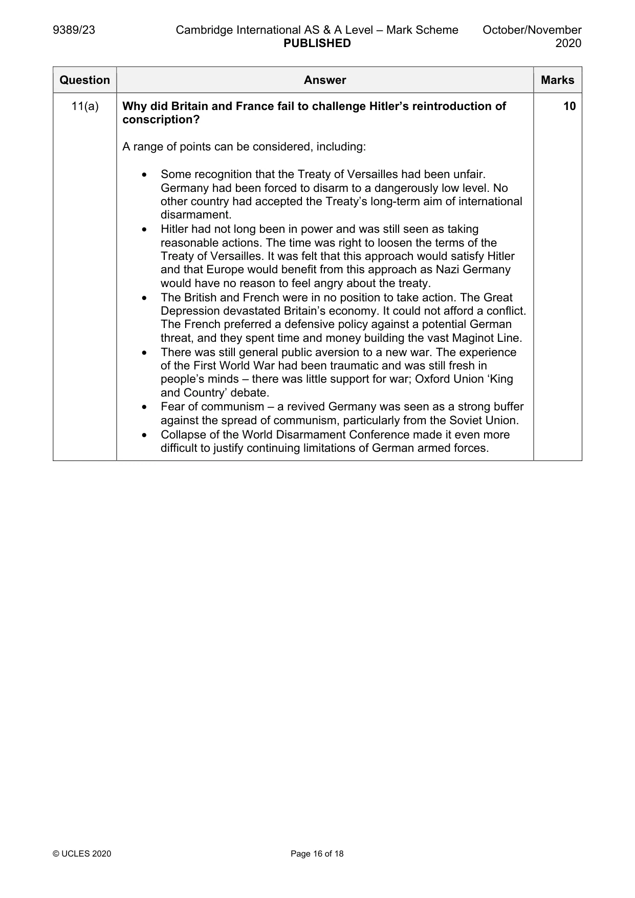 Mark scheme, page 16 of 18