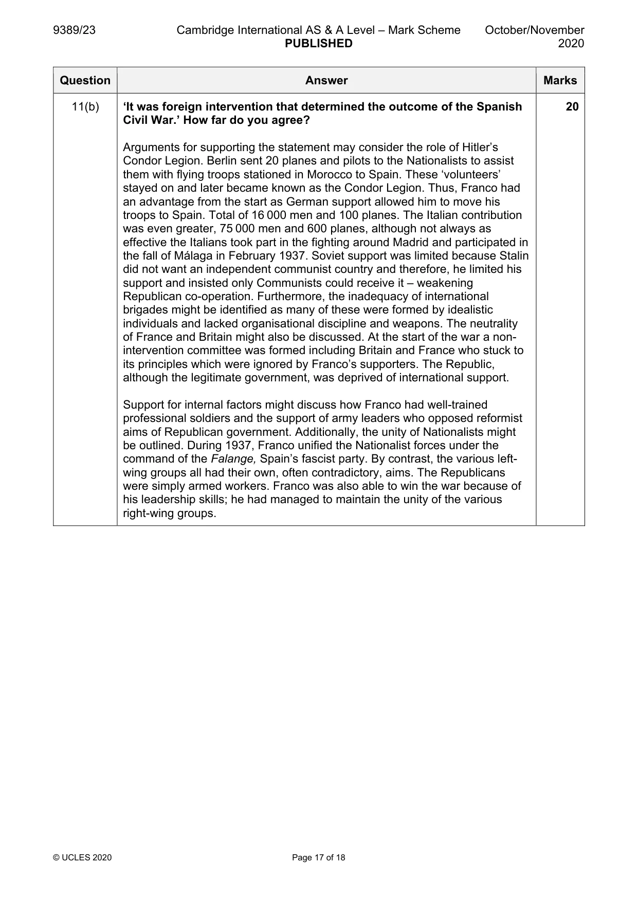Mark scheme, page 17 of 18