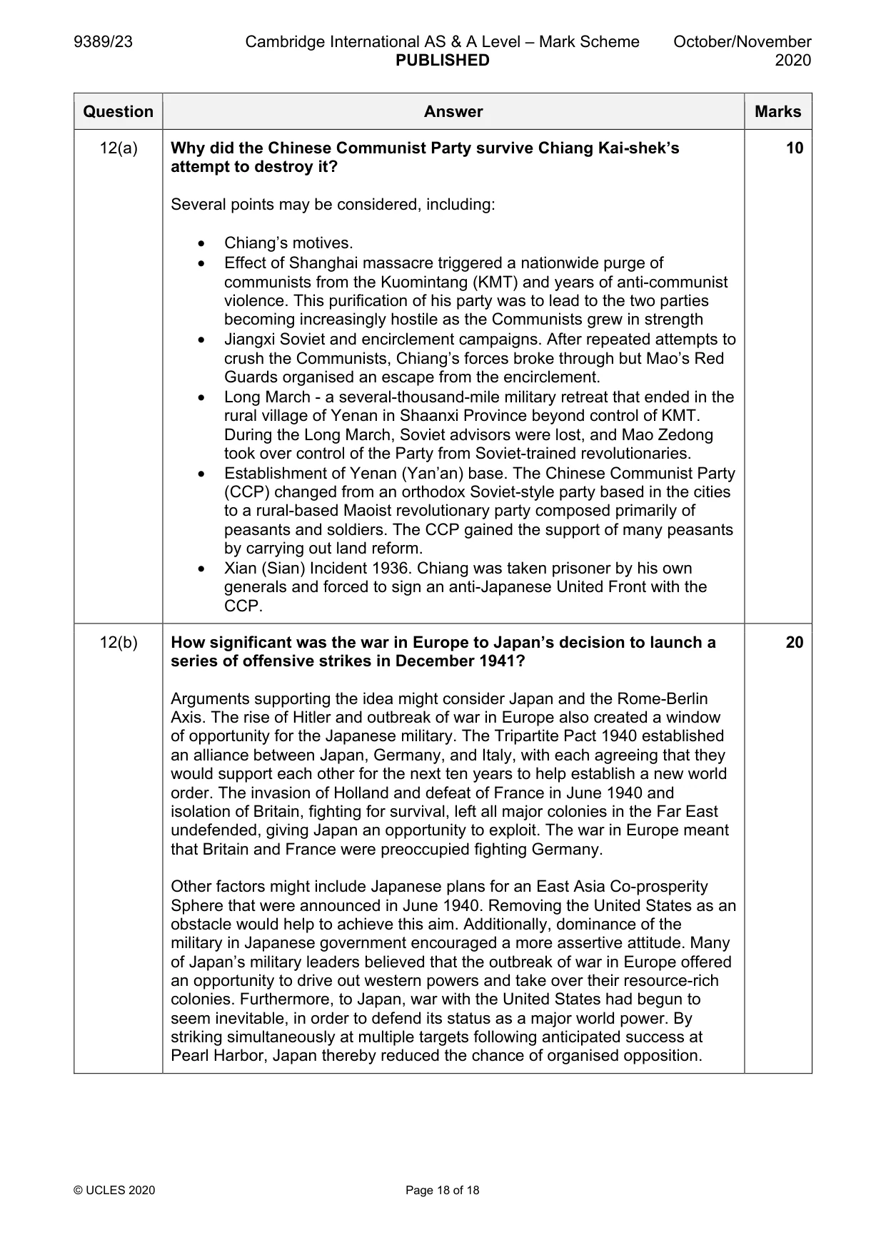 Mark scheme, page 18 of 18