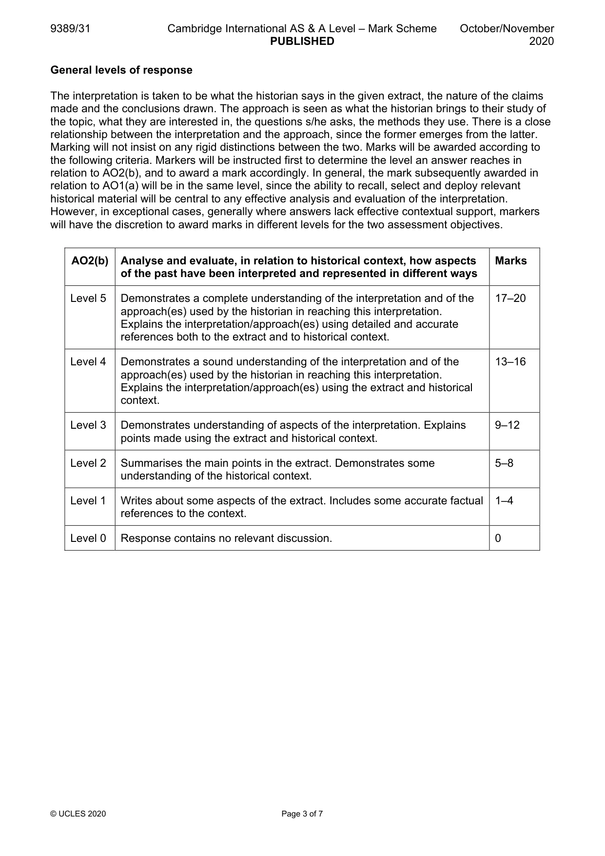 Mark scheme, page 3 of 7