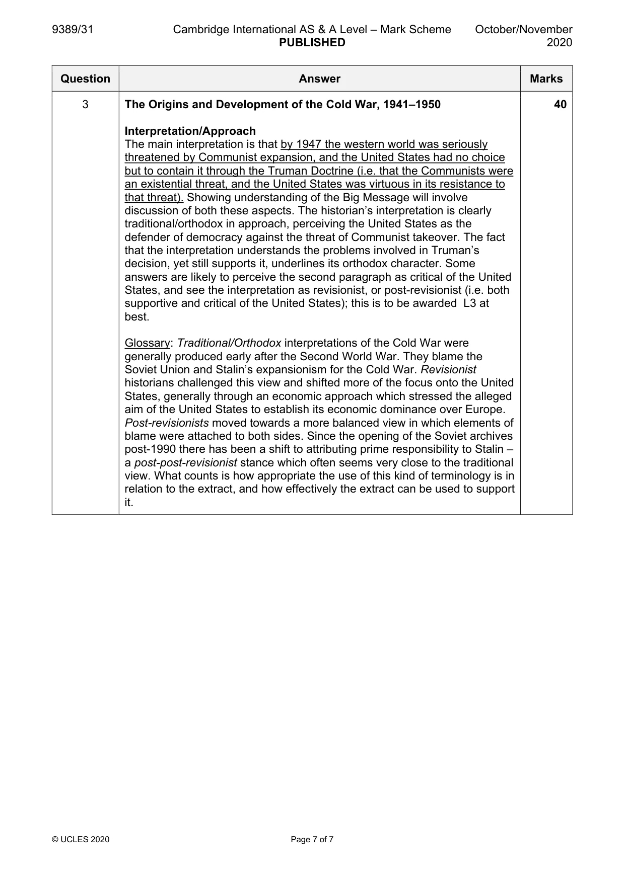 Mark scheme, page 7 of 7