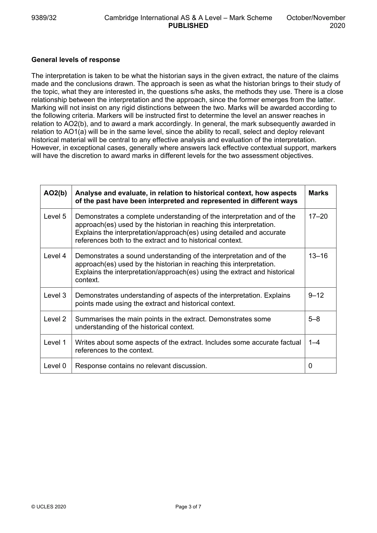 Mark scheme, page 3 of 7
