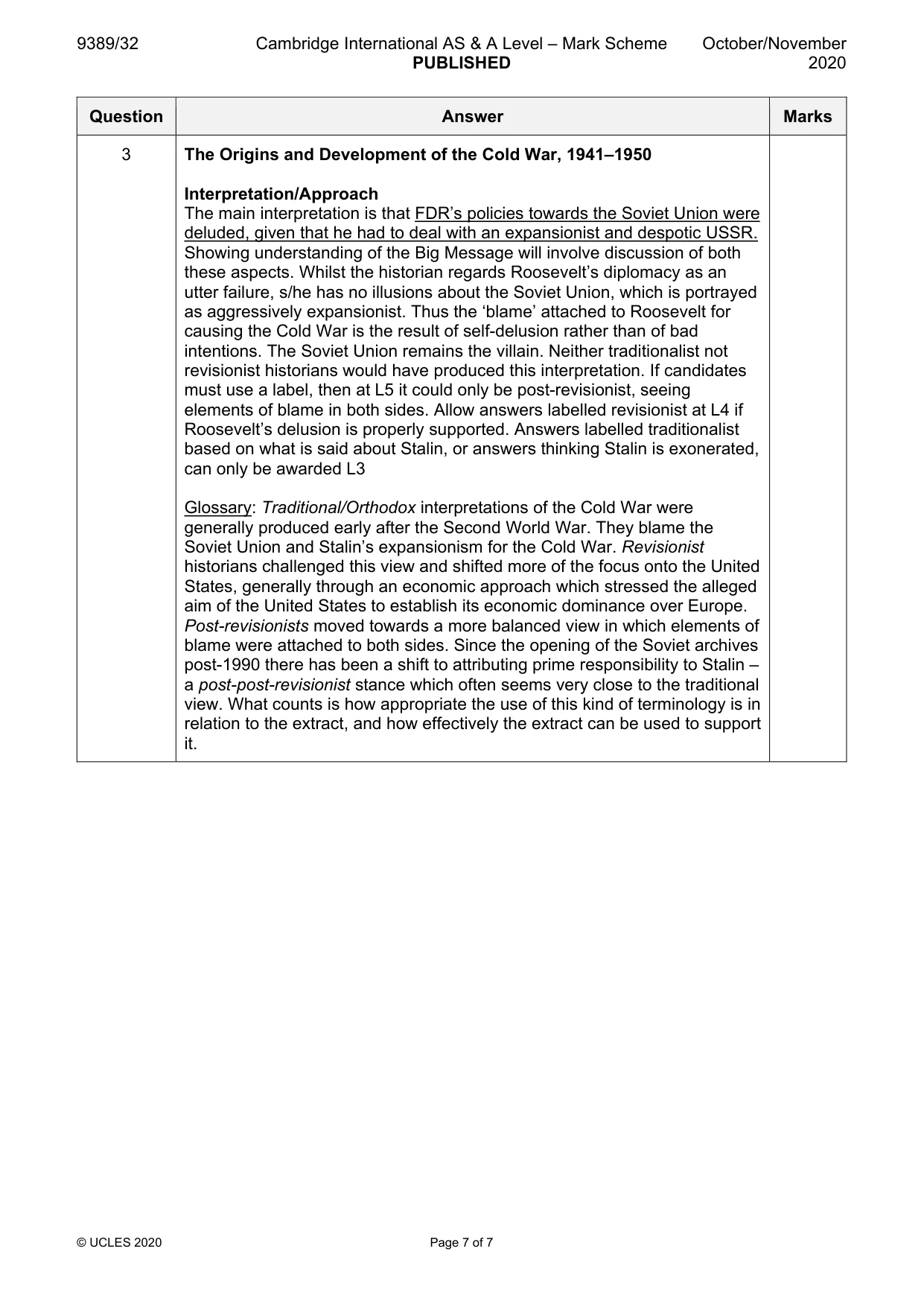 Mark scheme, page 7 of 7