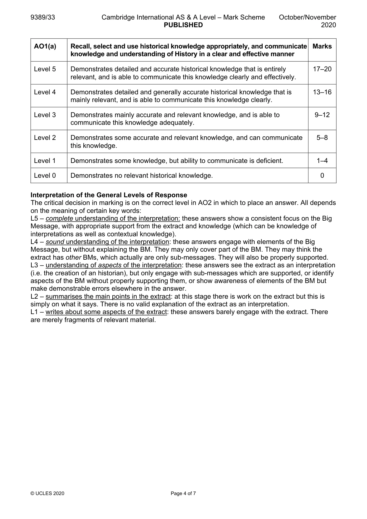 Mark scheme, page 4 of 7