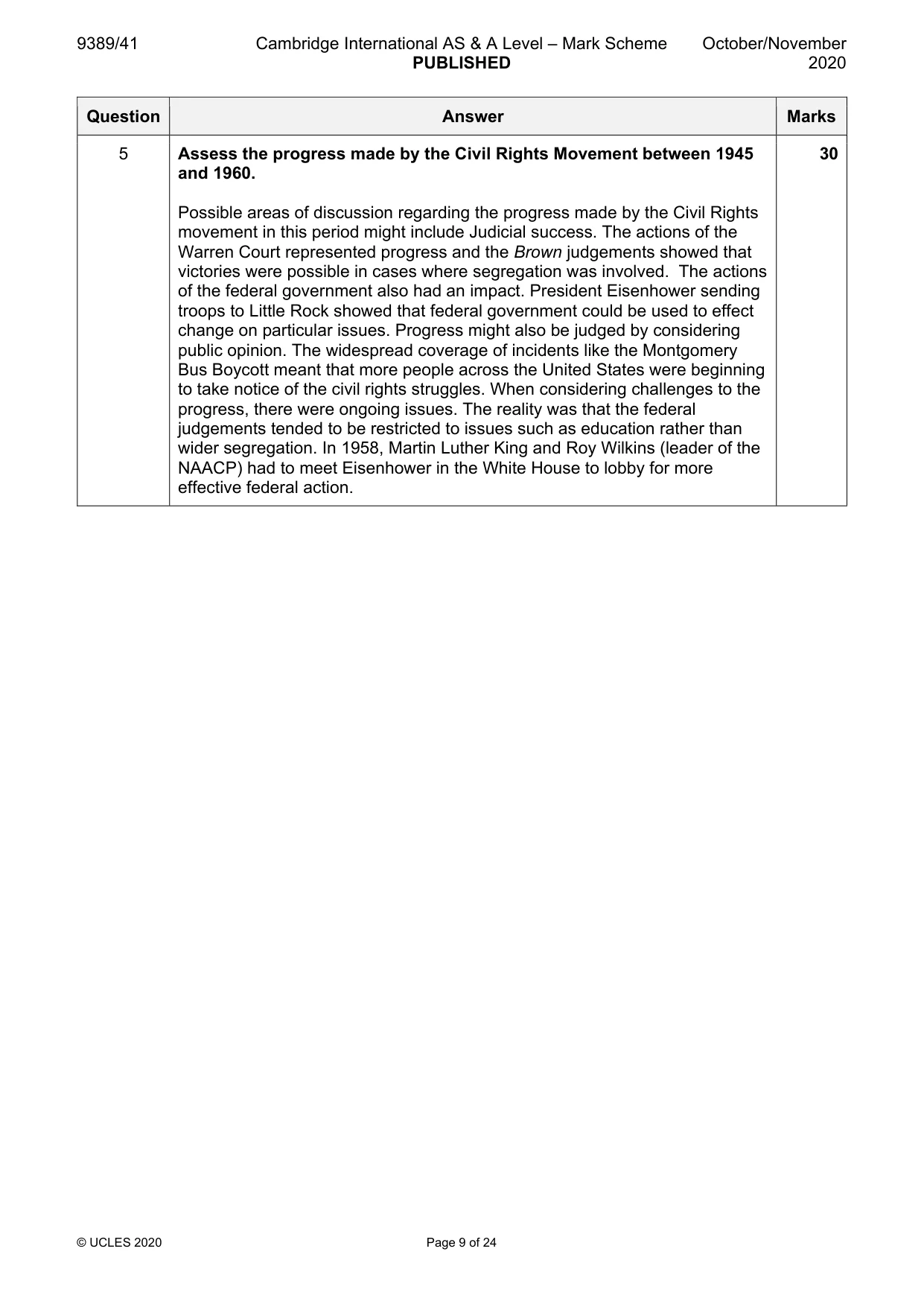 Mark scheme, page 9 of 24