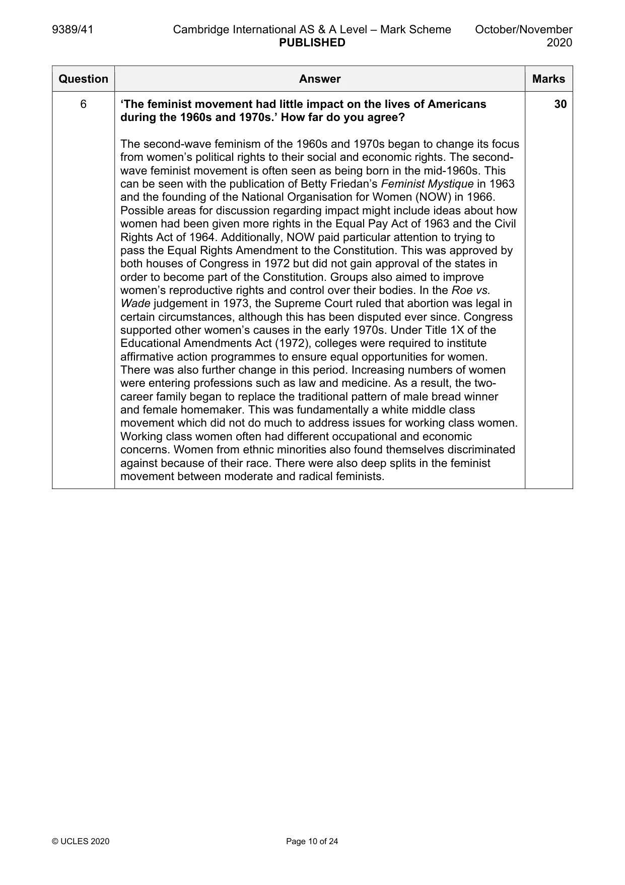 Mark scheme, page 10 of 24