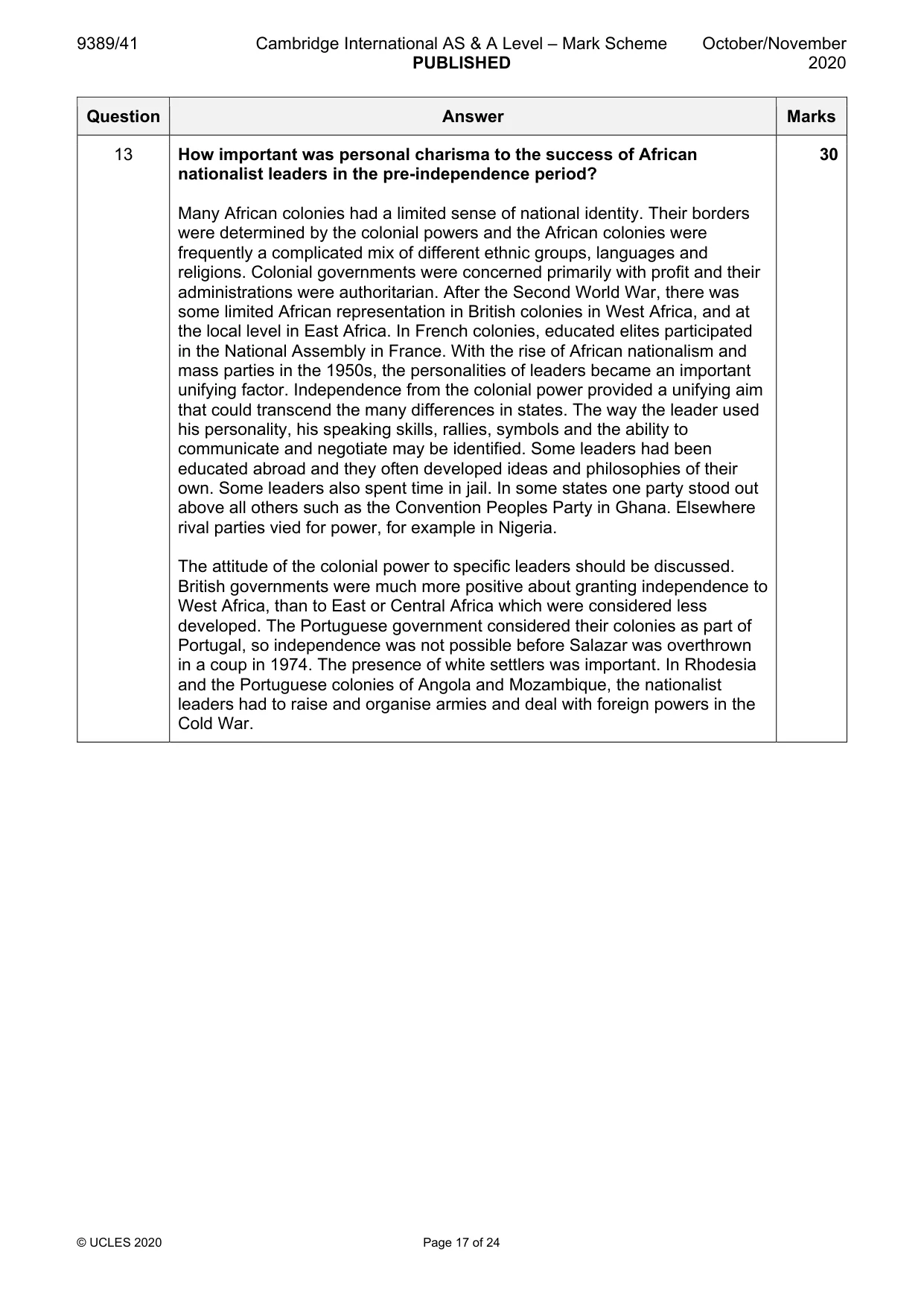 Mark scheme, page 17 of 24