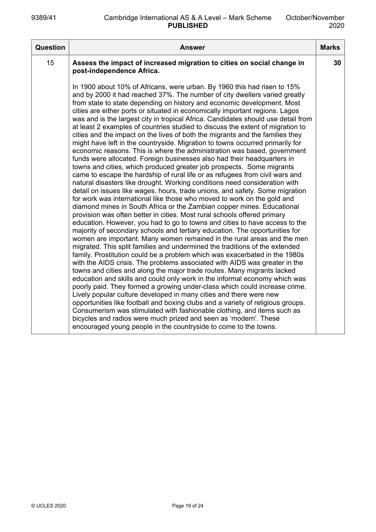 Mark scheme, page 19 of 24