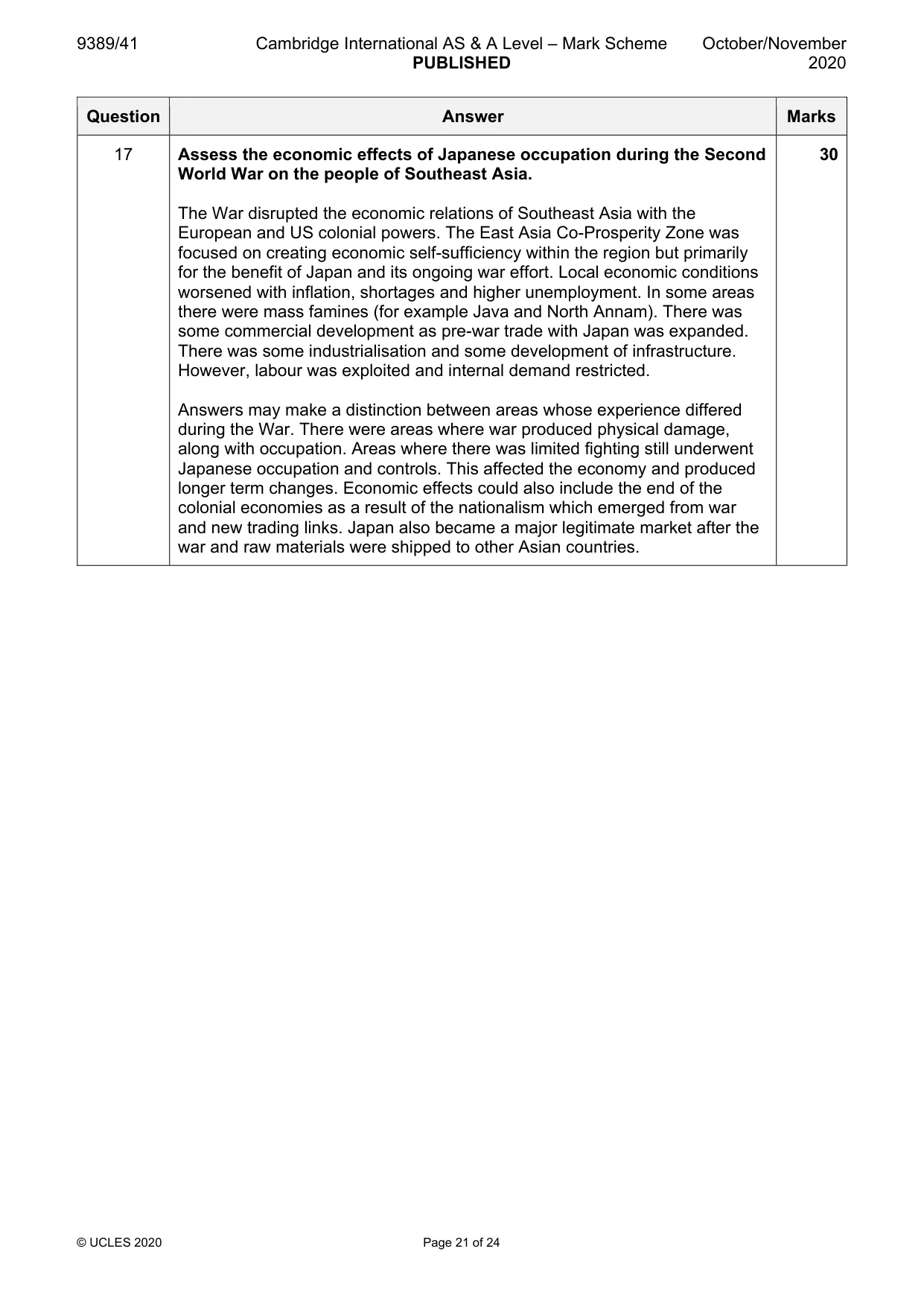 Mark scheme, page 21 of 24