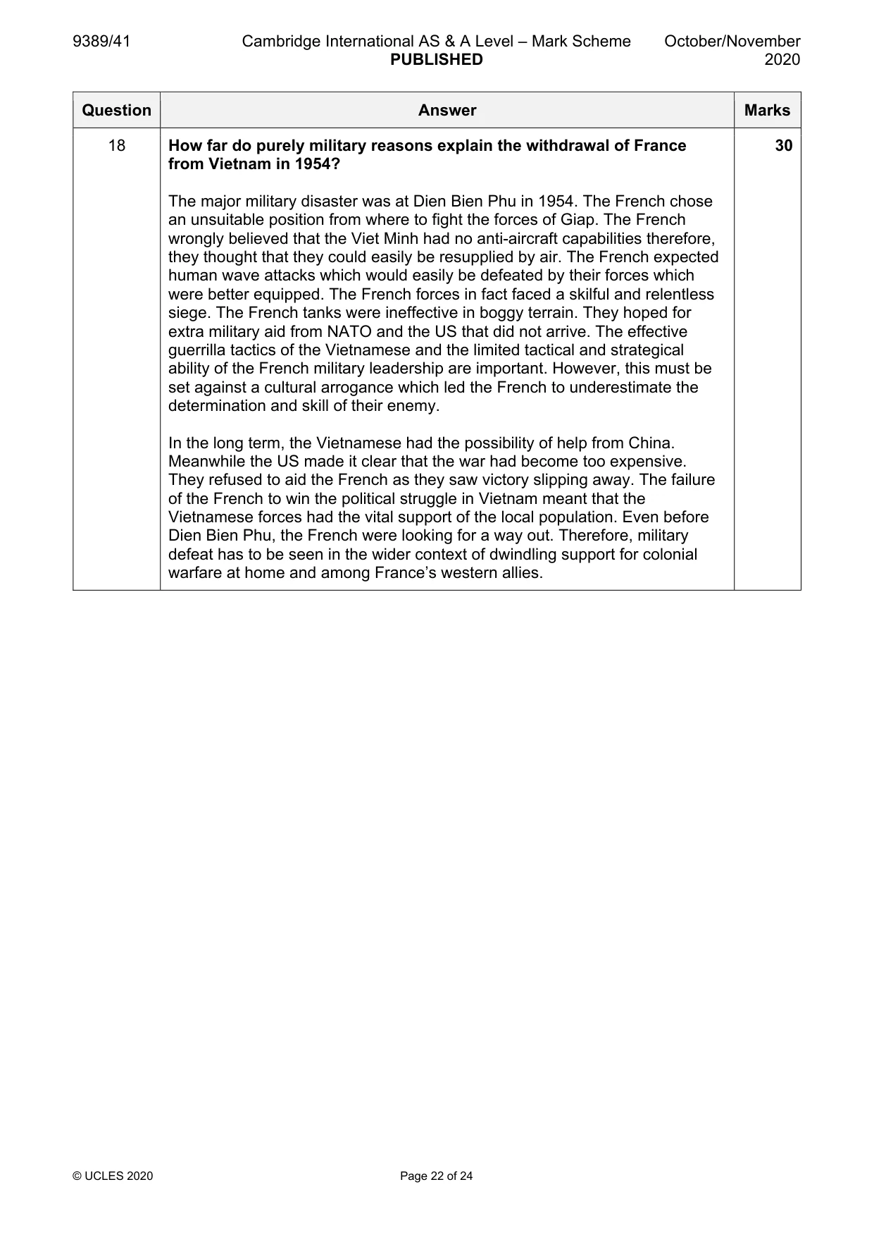 Mark scheme, page 22 of 24