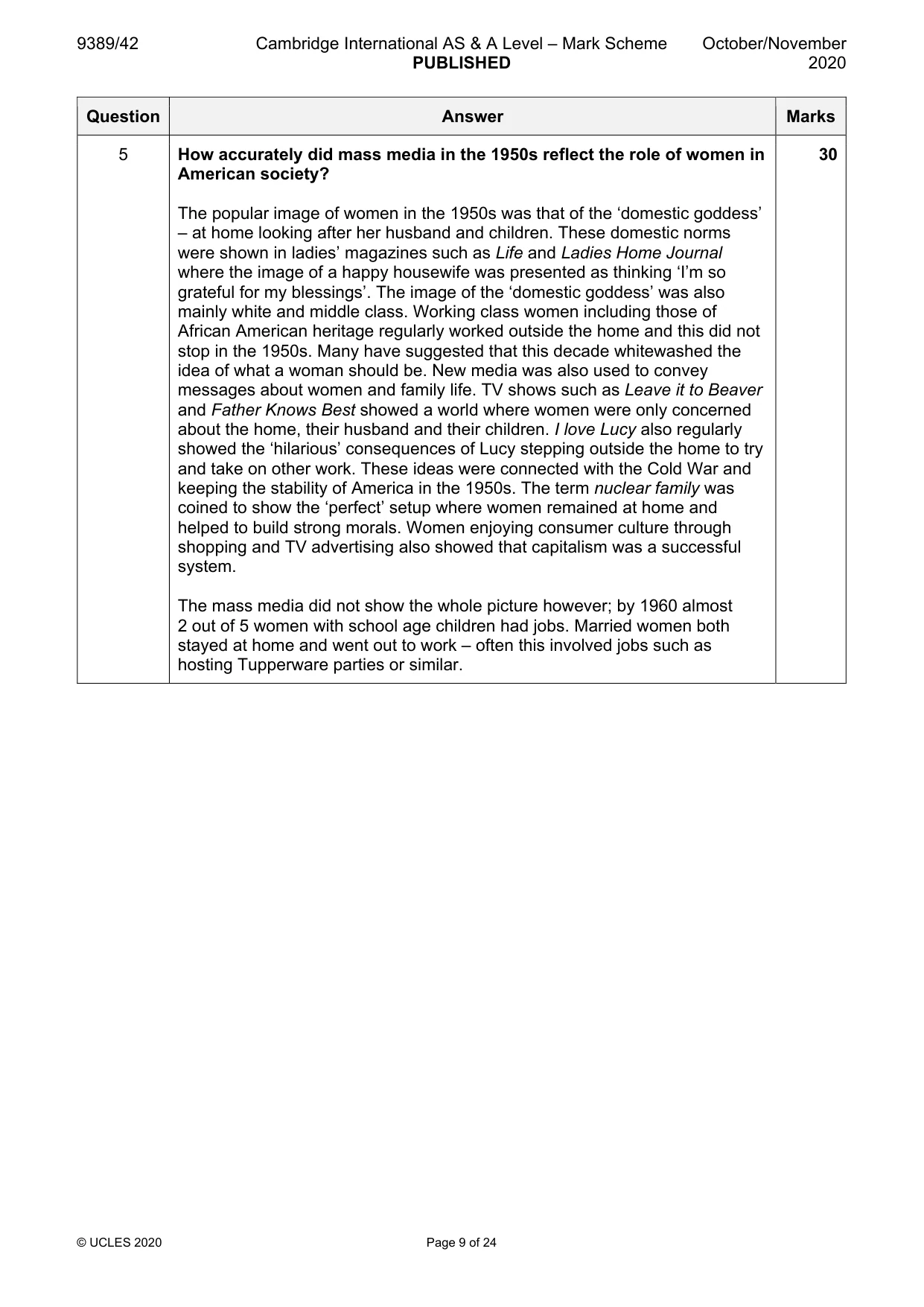 Mark scheme, page 9 of 24