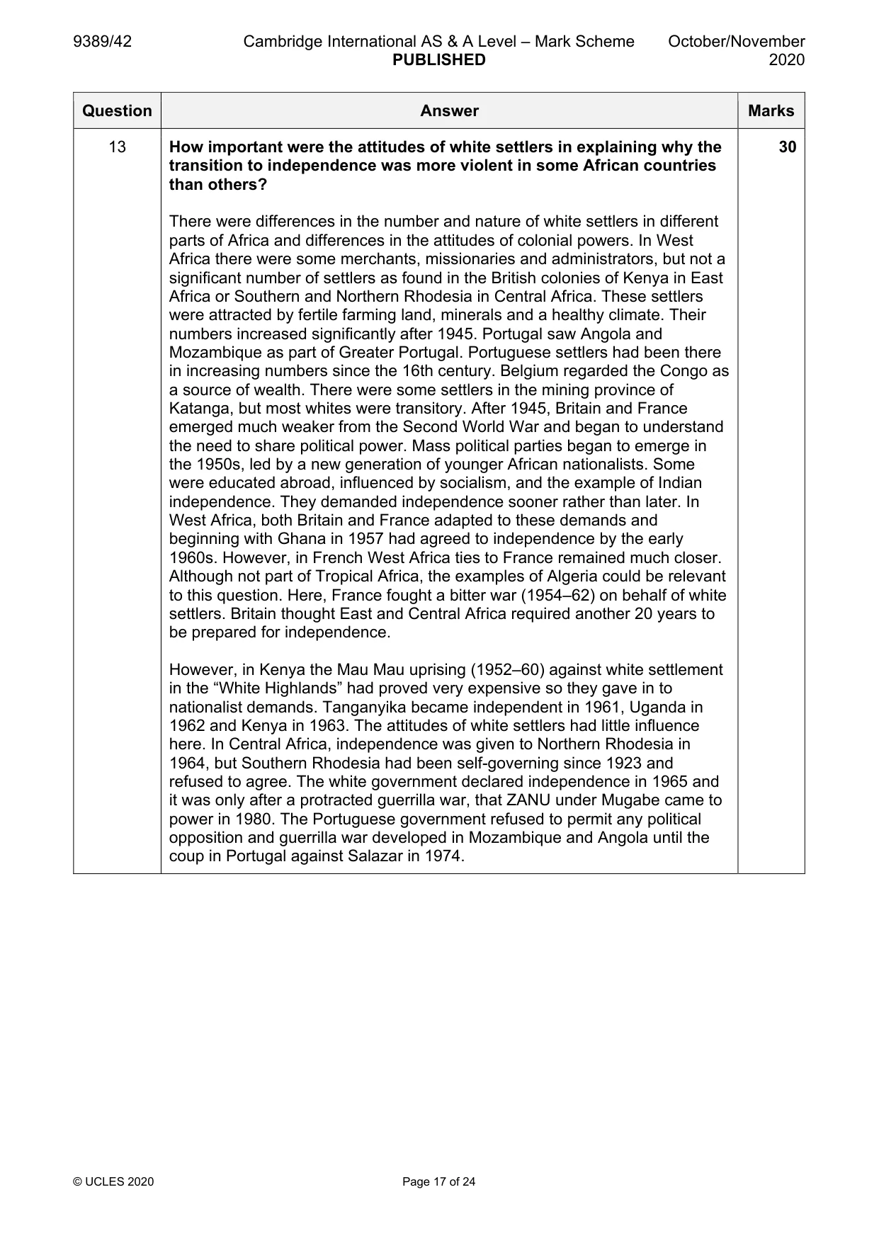 Mark scheme, page 17 of 24