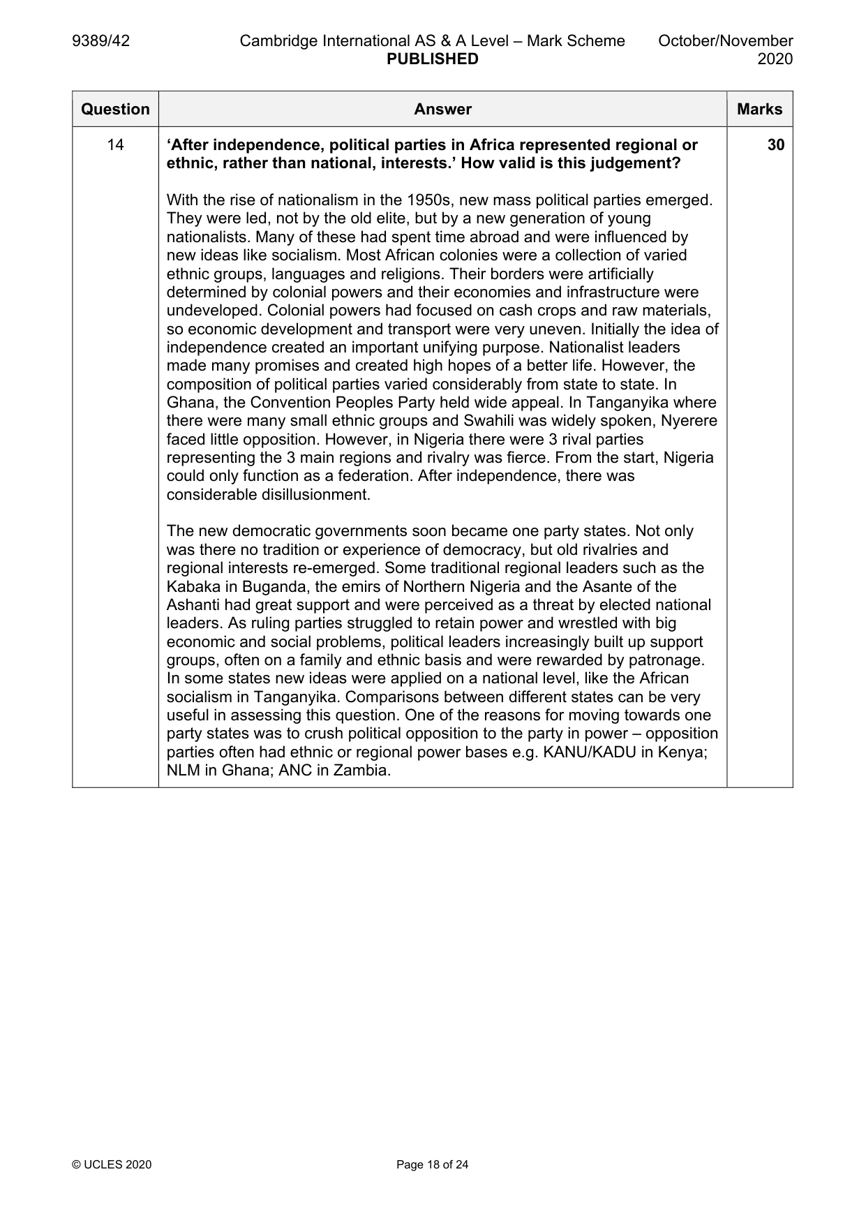 Mark scheme, page 18 of 24