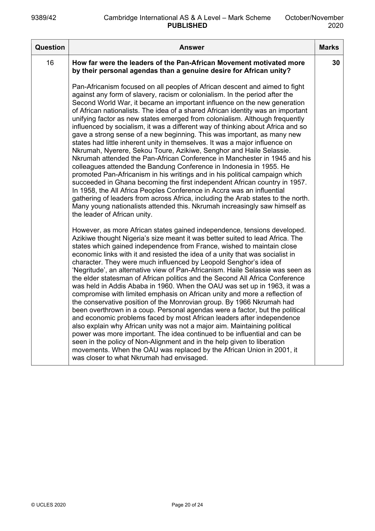 Mark scheme, page 20 of 24