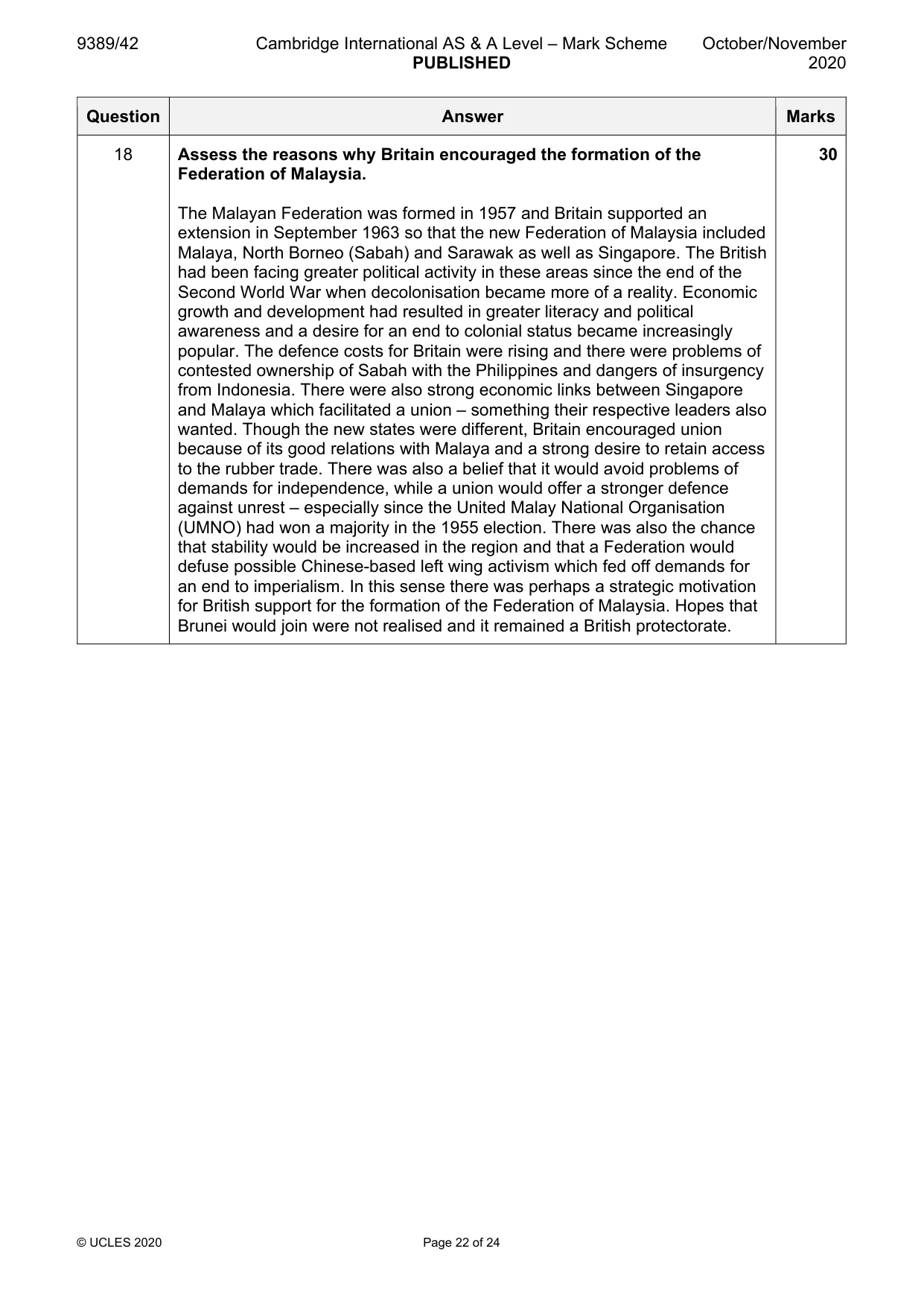 Mark scheme, page 22 of 24